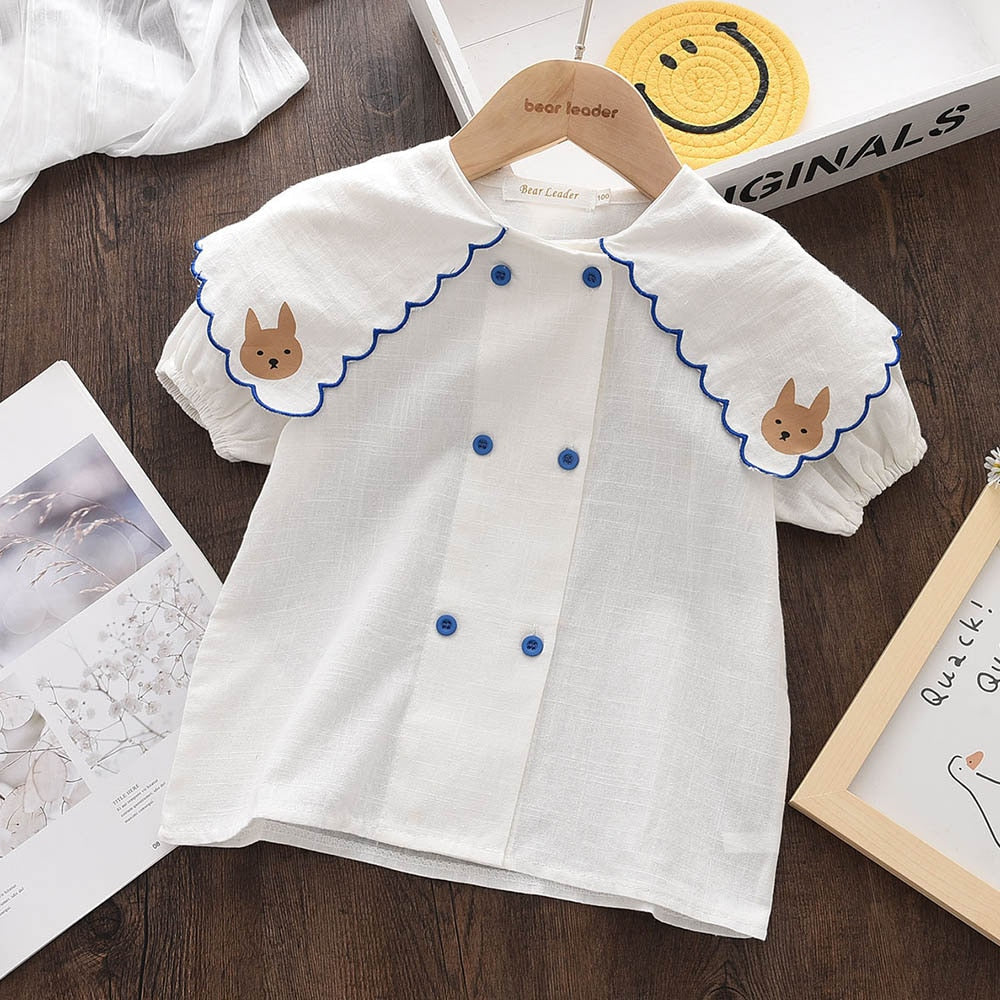 Blusa Infantil Feminina Gola e Botões conjunto Loja Click Certo Branco 9-12 Meses 