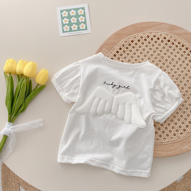 Blusa Infantil Feminino Asas BLUSA Loja Click Certo Branco 6-9 Meses 