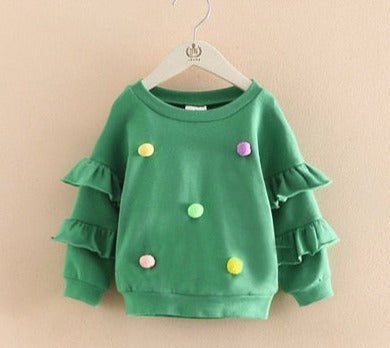 Blusa Manga Longa Bolinhas blusa Loja Click Certo Verde 12-24 Meses 