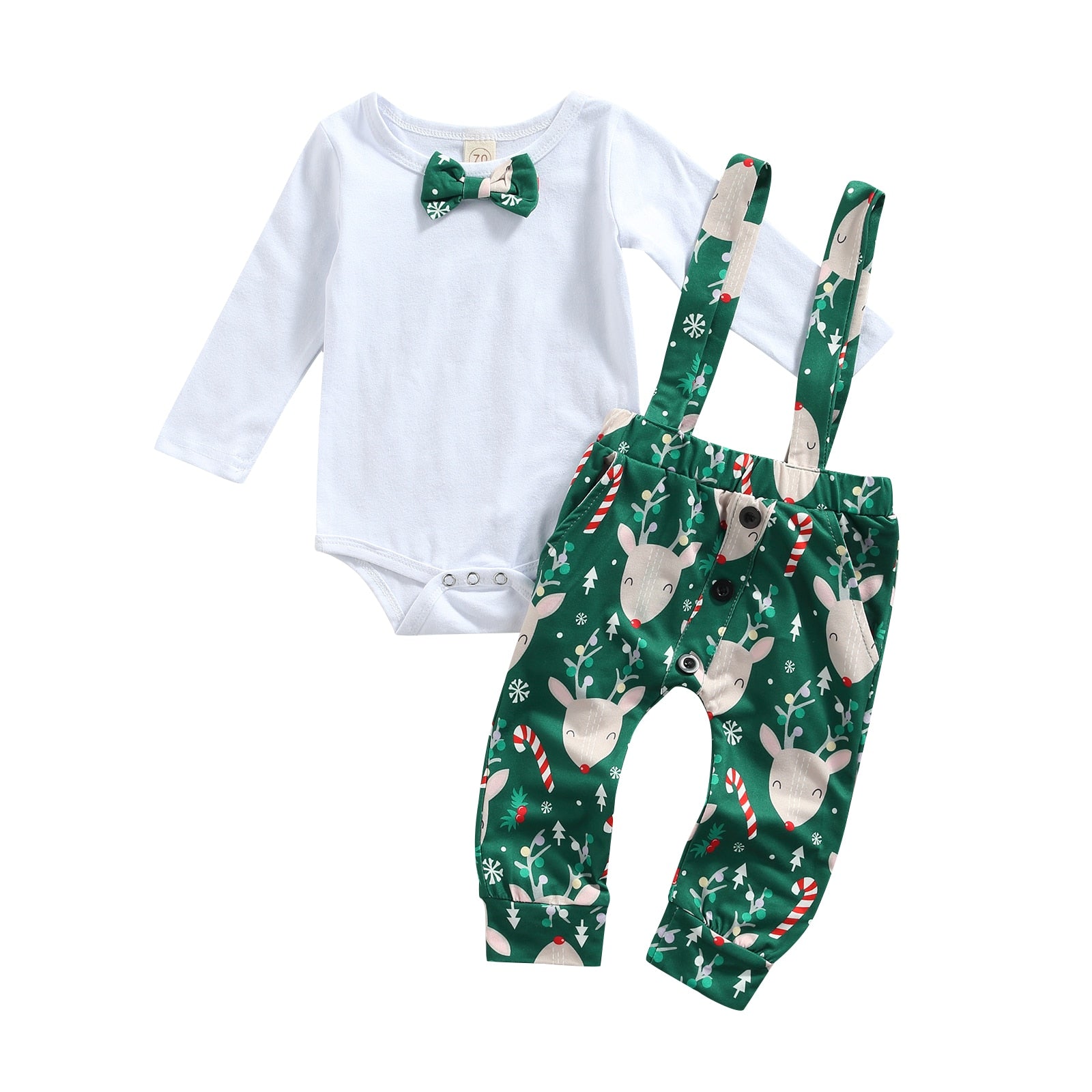 Blusa + Suspensório Natalino Conjunto Loja Click Certo Verde 3-6 Meses 