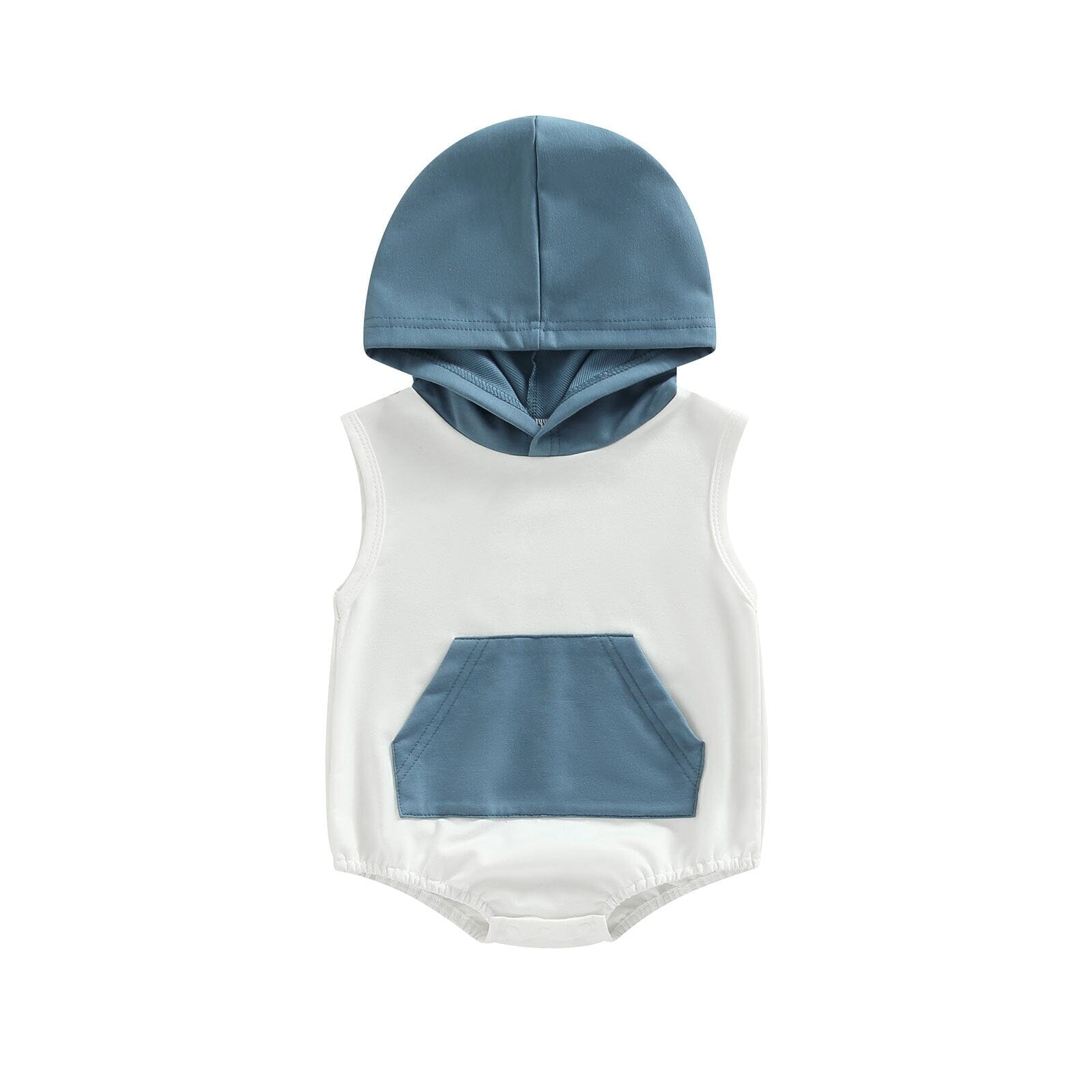 Body Infantil Bolsinho com Capuz Loja Click Certo Branco e Azul 0-3 Meses 