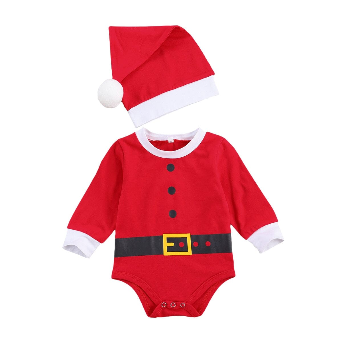 Body Infantil de Natal + Gorro 0 Loja Click Certo Vermelho 0-3 Meses 