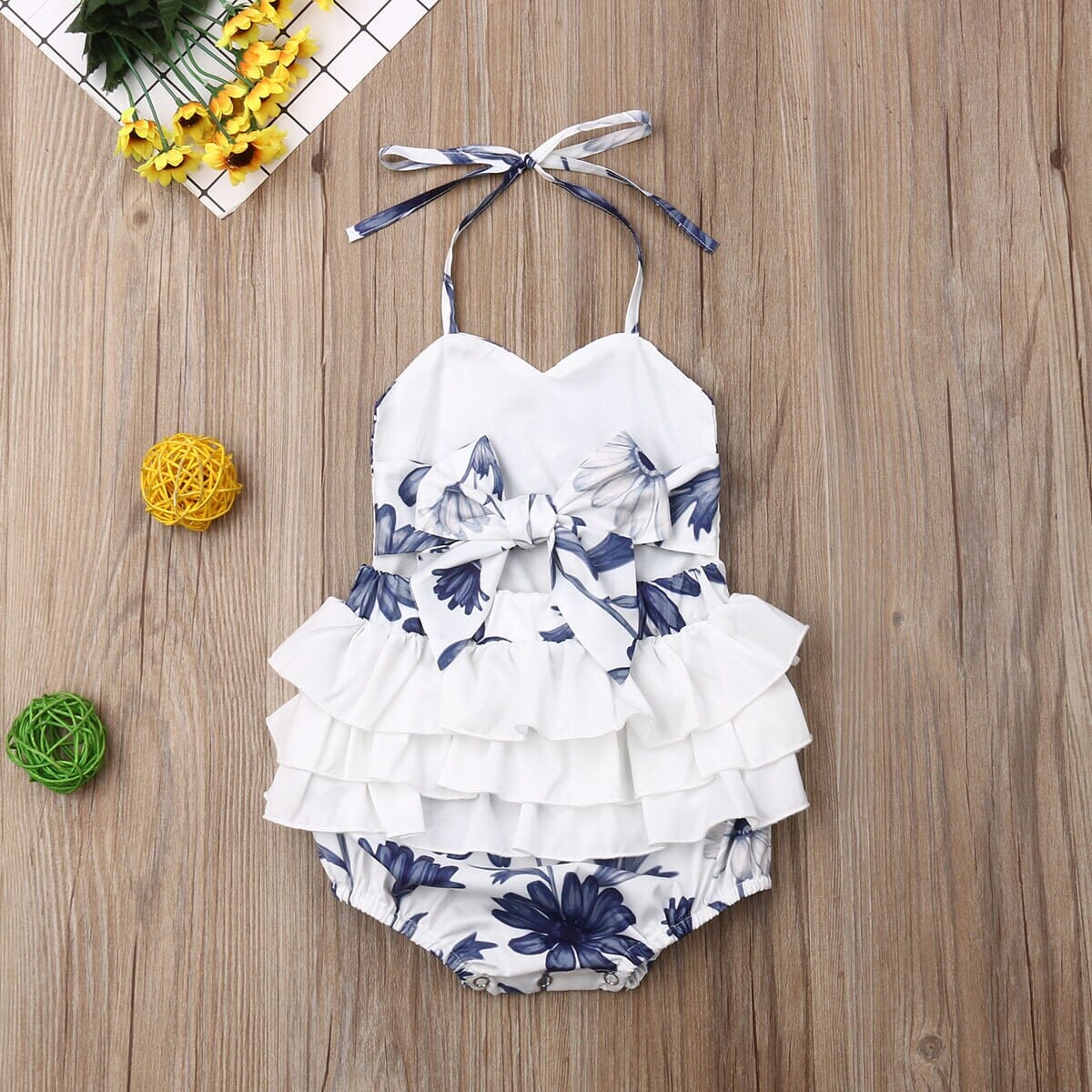 Body Infantil Feminino Azul Flores Loja Click Certo 