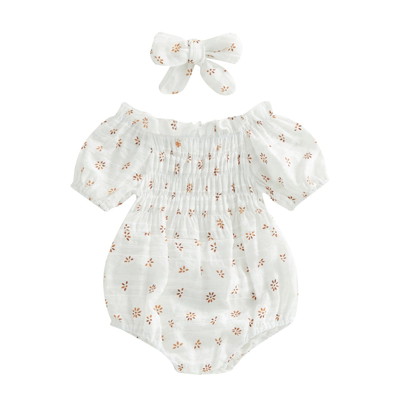 Body Infantil Feminino Bege e Branco + Faixa Loja Click Certo Branco 3-6 Meses 