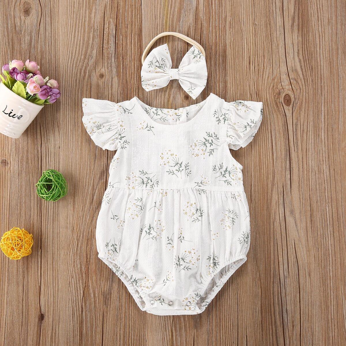 Body Infantil Feminino Botões Floral + Faixa Loja Click Certo 