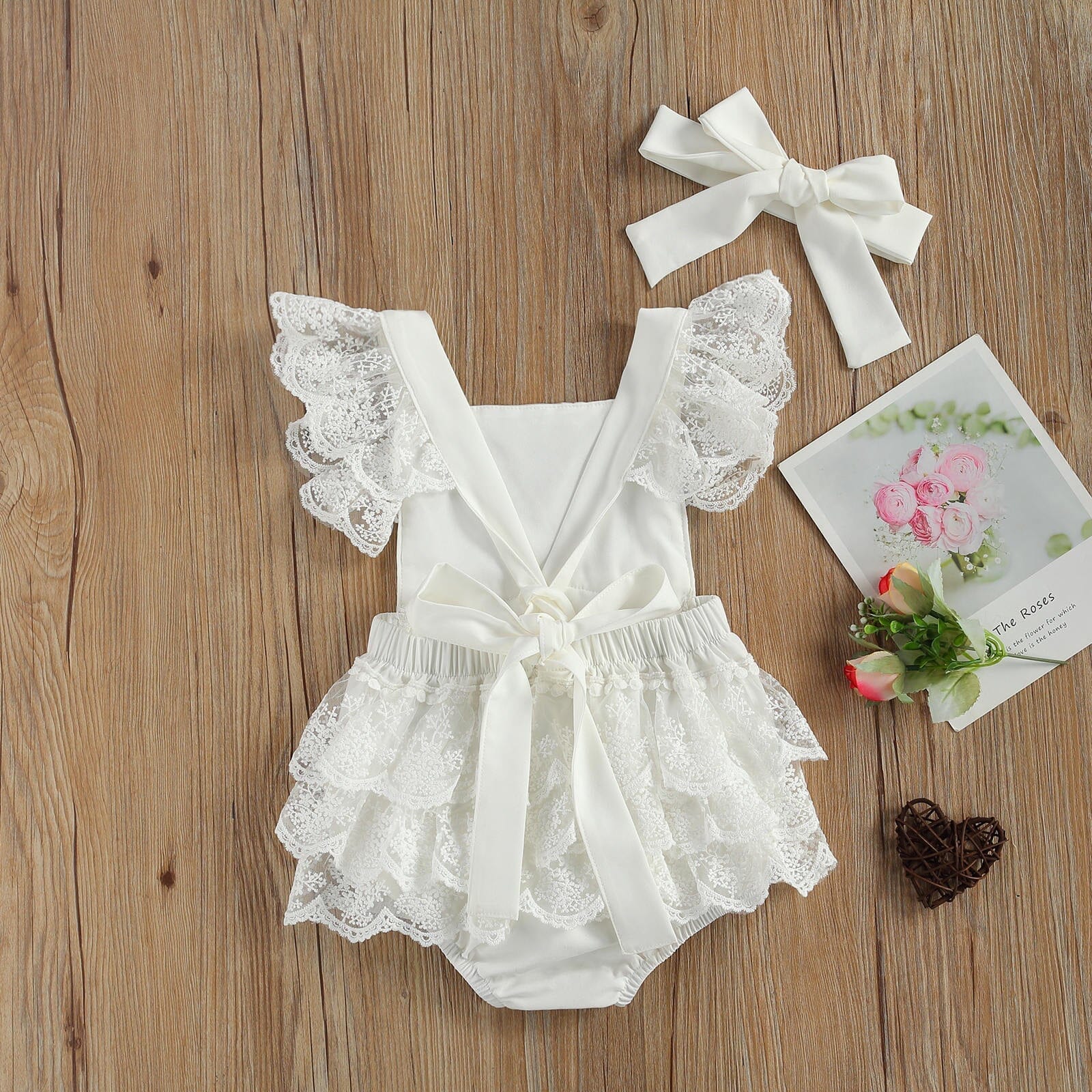 Body Infantil Feminino Branco Rendas + Faixa bory Loja Click Certo 