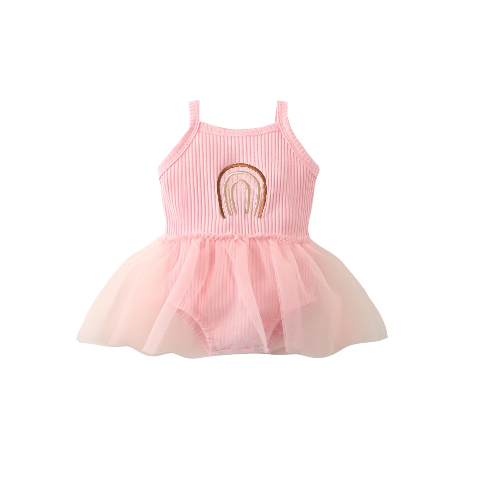 Body Infantil Feminino Canelado com Tule vestido Loja Click Certo Rosa 0-6 meses 36.5cm 