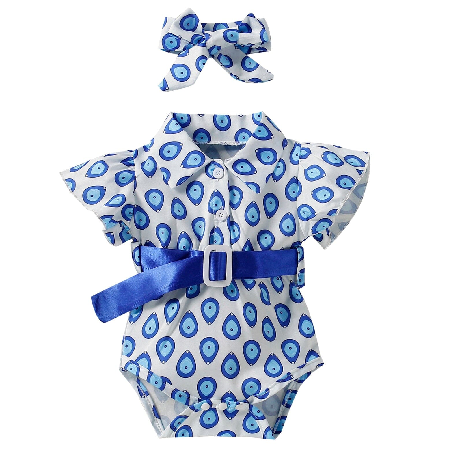 Body Infantil Feminino Cinto + Faixa Loja Click Certo Azul 0-3 Meses 