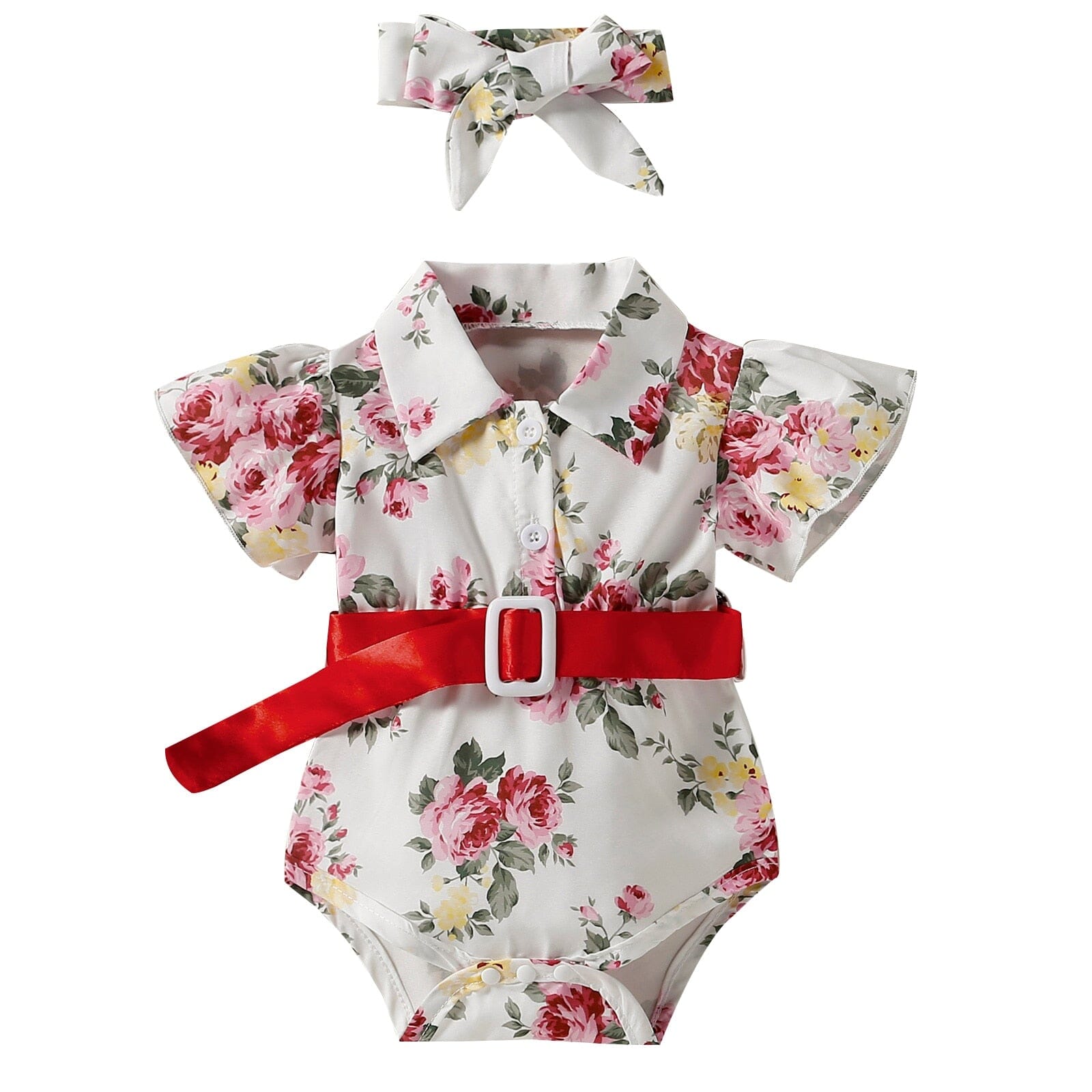 Body Infantil Feminino Cinto + Faixa Loja Click Certo Branco 0-3 Meses 