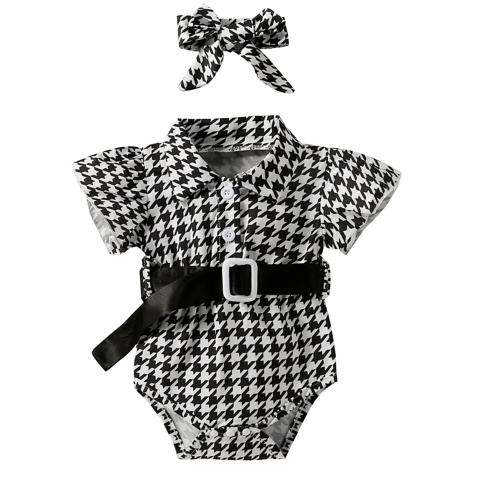 Body Infantil Feminino Cinto + Faixa Loja Click Certo Preto 0-3 Meses 