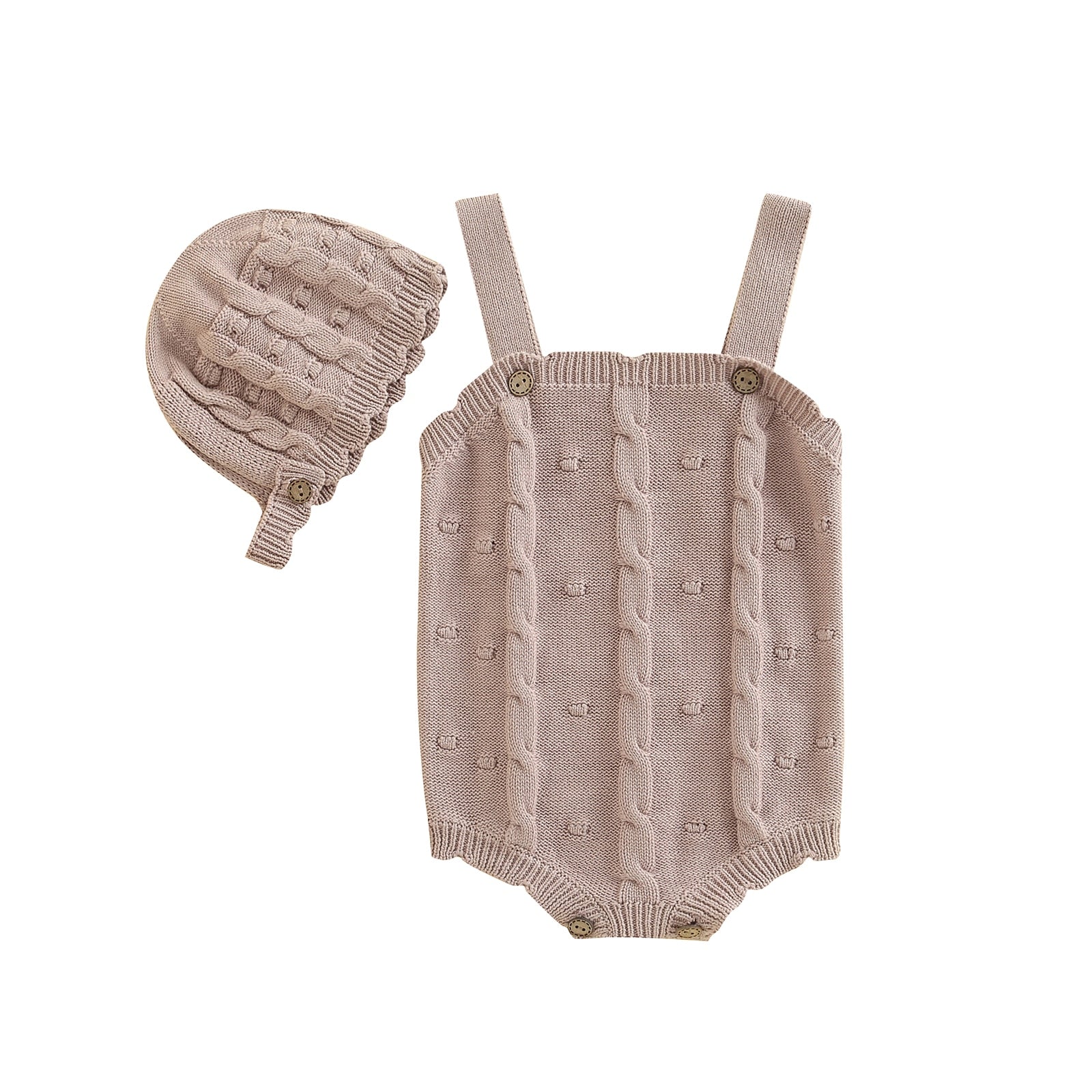 Body Infantil Feminino Detalhes + Gorro Loja Click Certo Nude 3-6 meses 