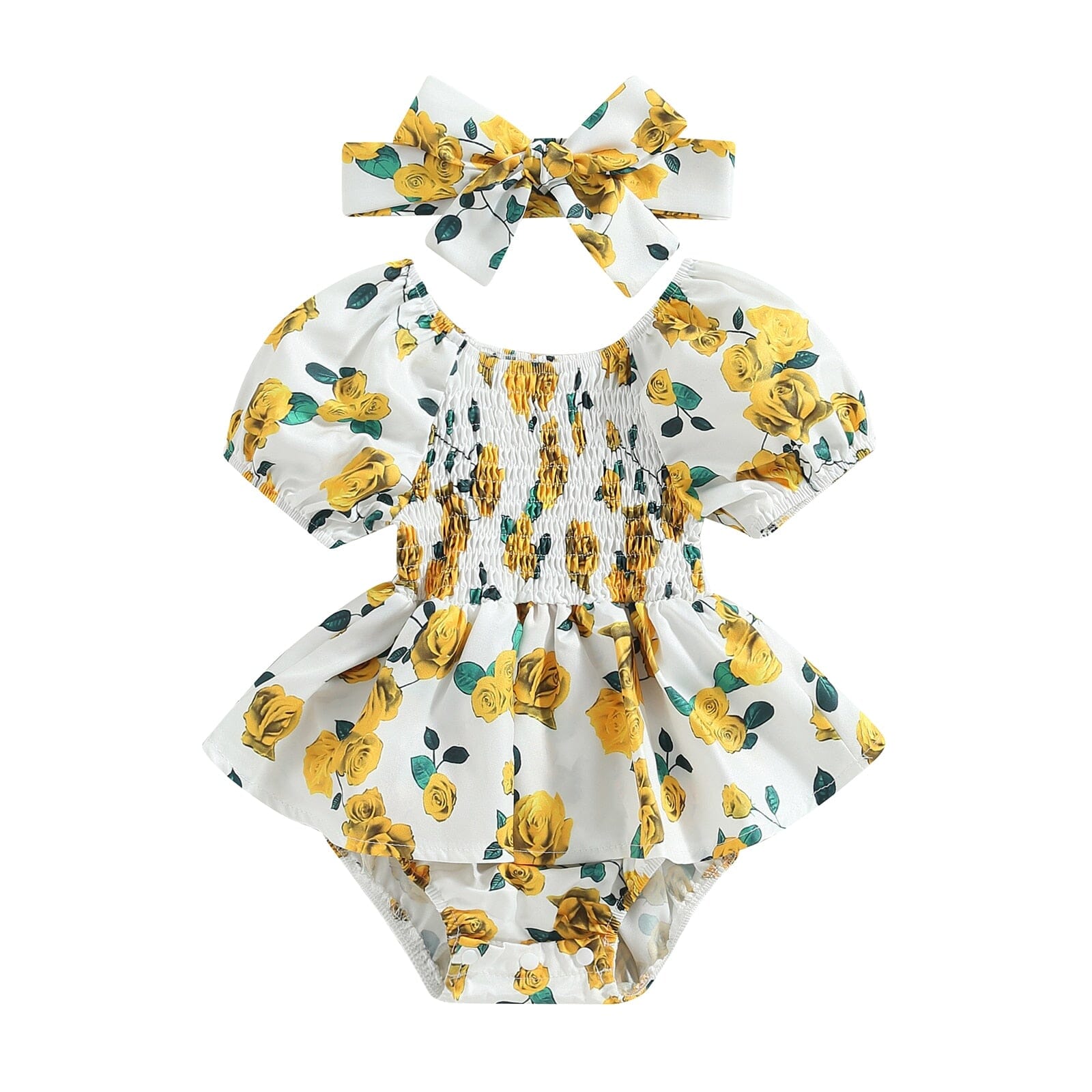 Body Infantil Feminino Estampas + Faixa Loja Click Certo Amarelo 0-3 Meses 