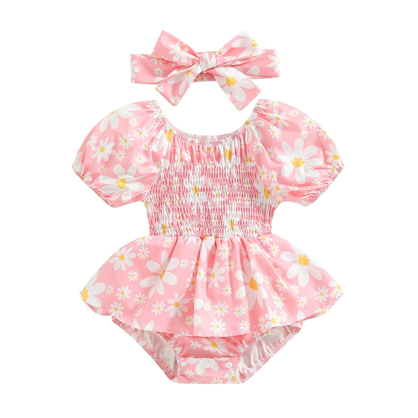 Body Infantil Feminino Estampas + Faixa Loja Click Certo Rosa 0-3 Meses 