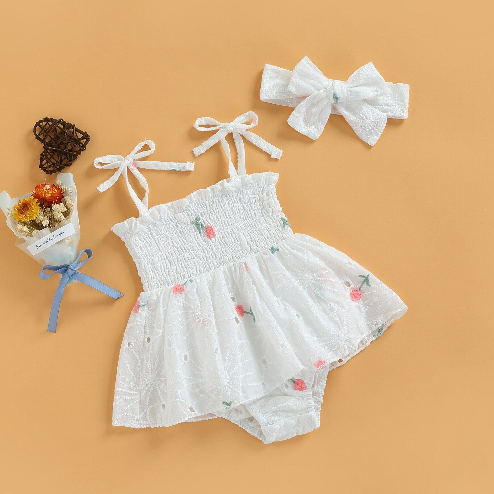 Body Infantil Feminino Flor + Faixa Loja Click Certo 0-3 Meses 