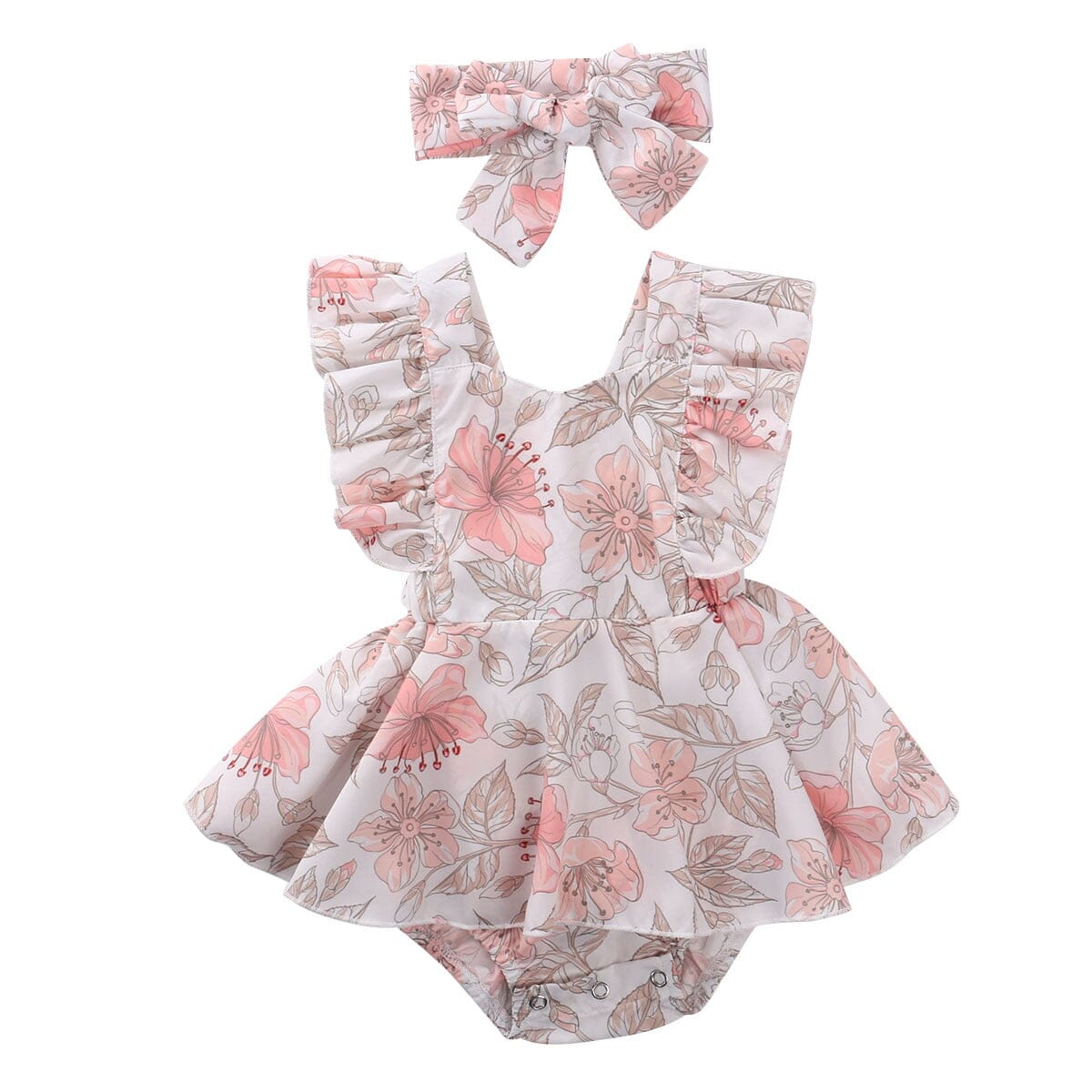 Body Infantil Feminino Floral + Faixa Loja Click Certo 0-6 Meses 