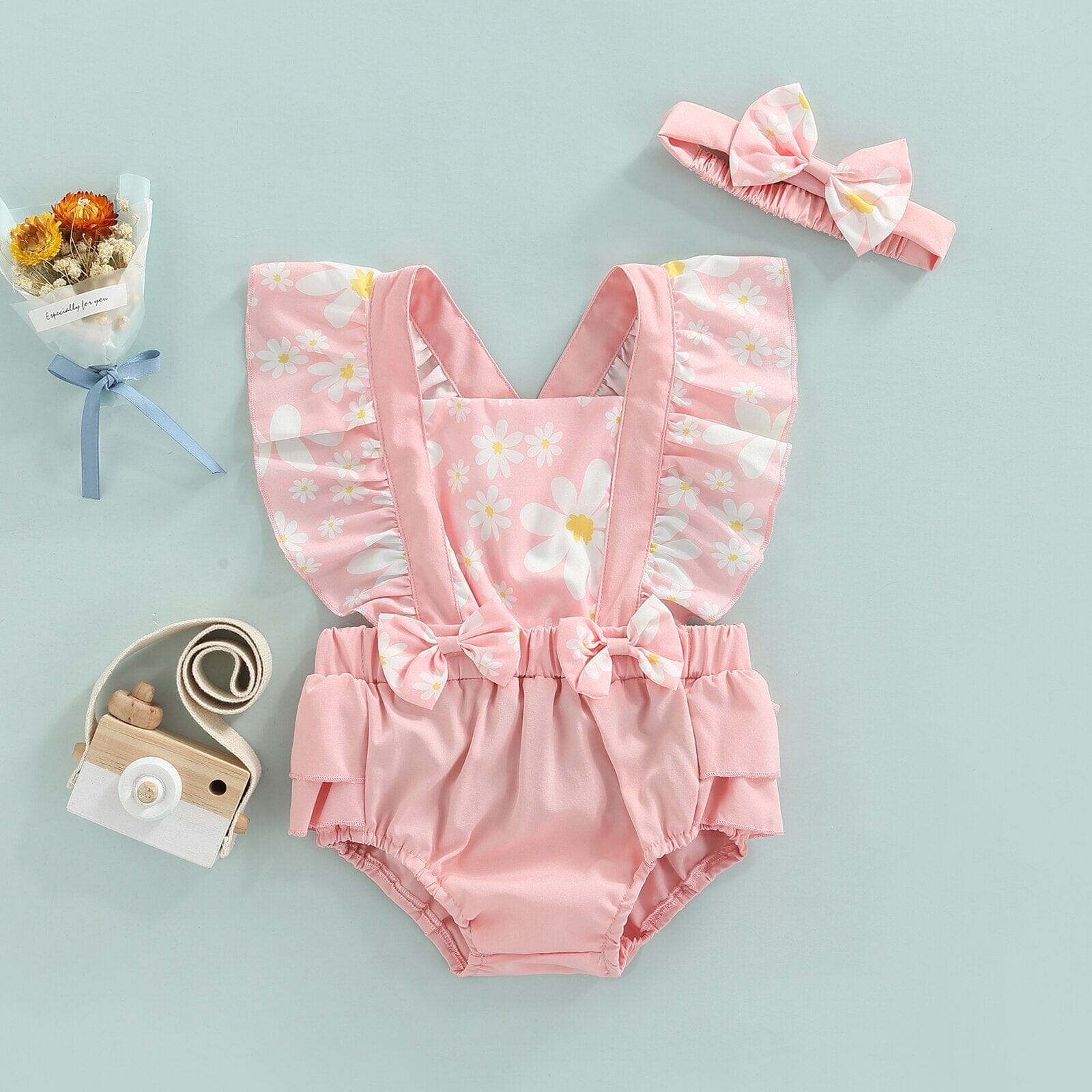 Body Infantil Feminino Floral + Faixa Loja Click Certo 