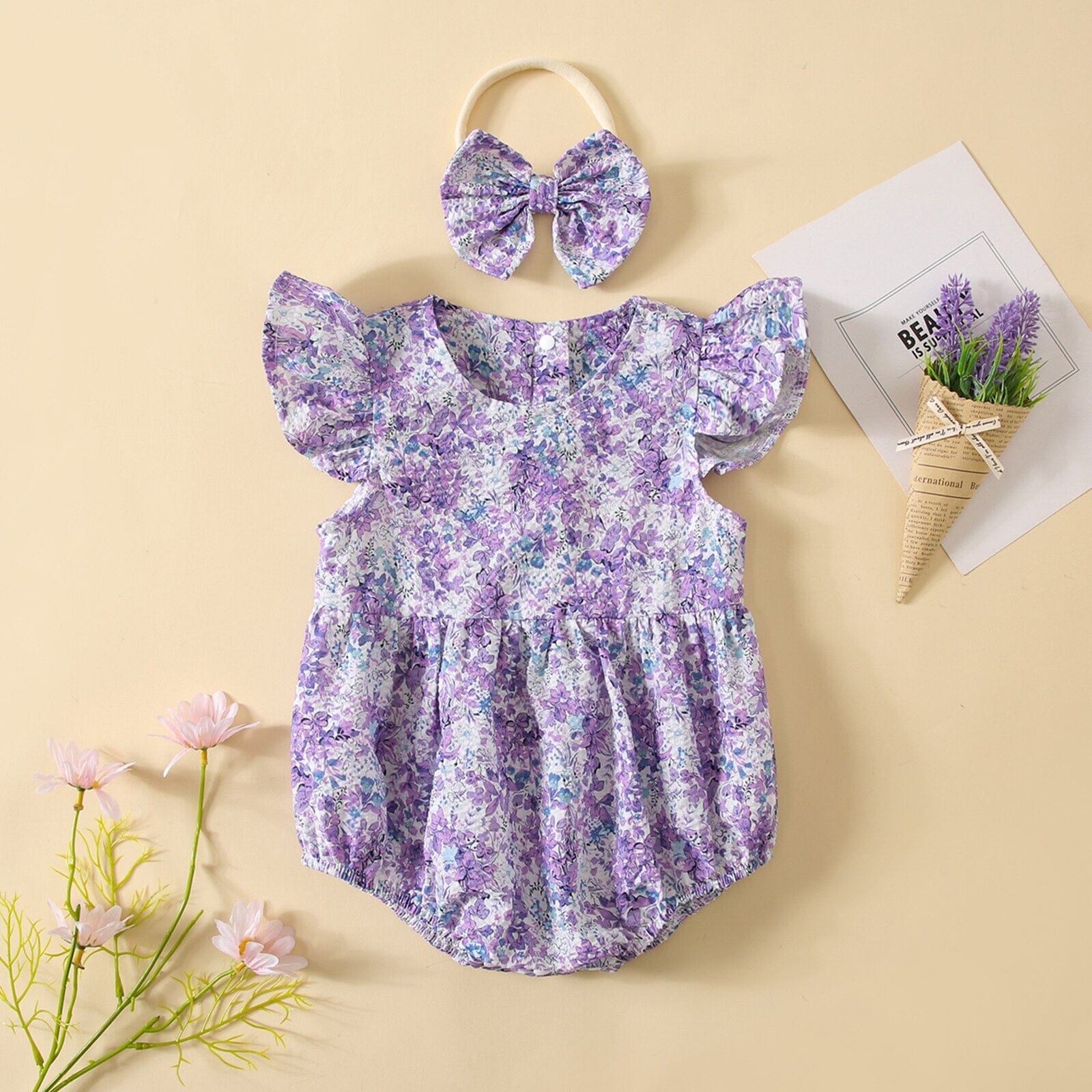 Body Infantil Feminino Floral + Faixa Loja Click Certo 