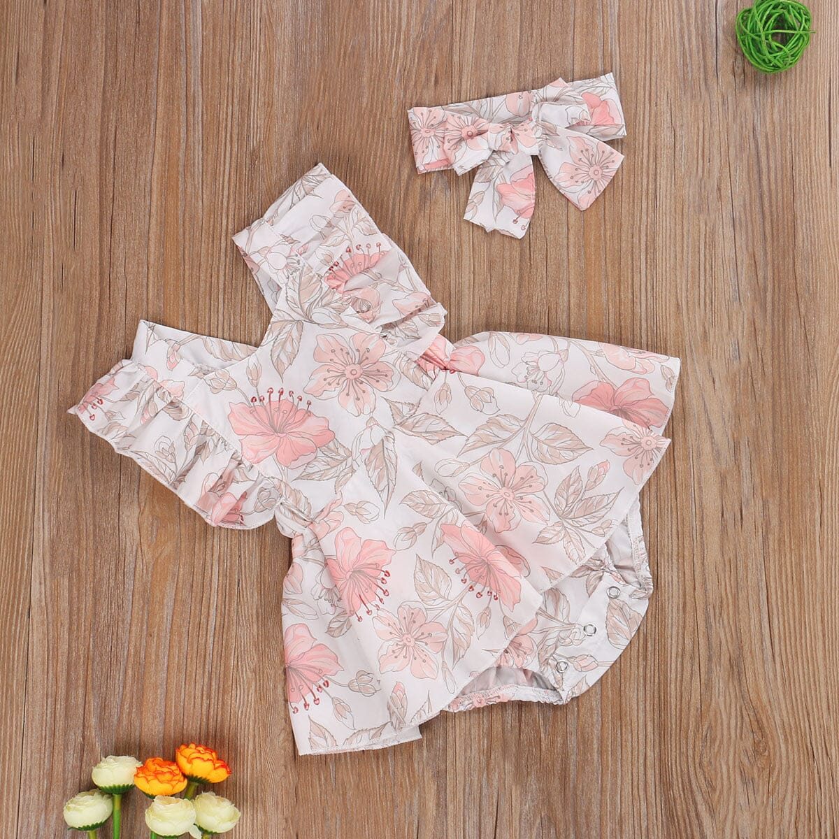 Body Infantil Feminino Floral + Faixa Loja Click Certo 