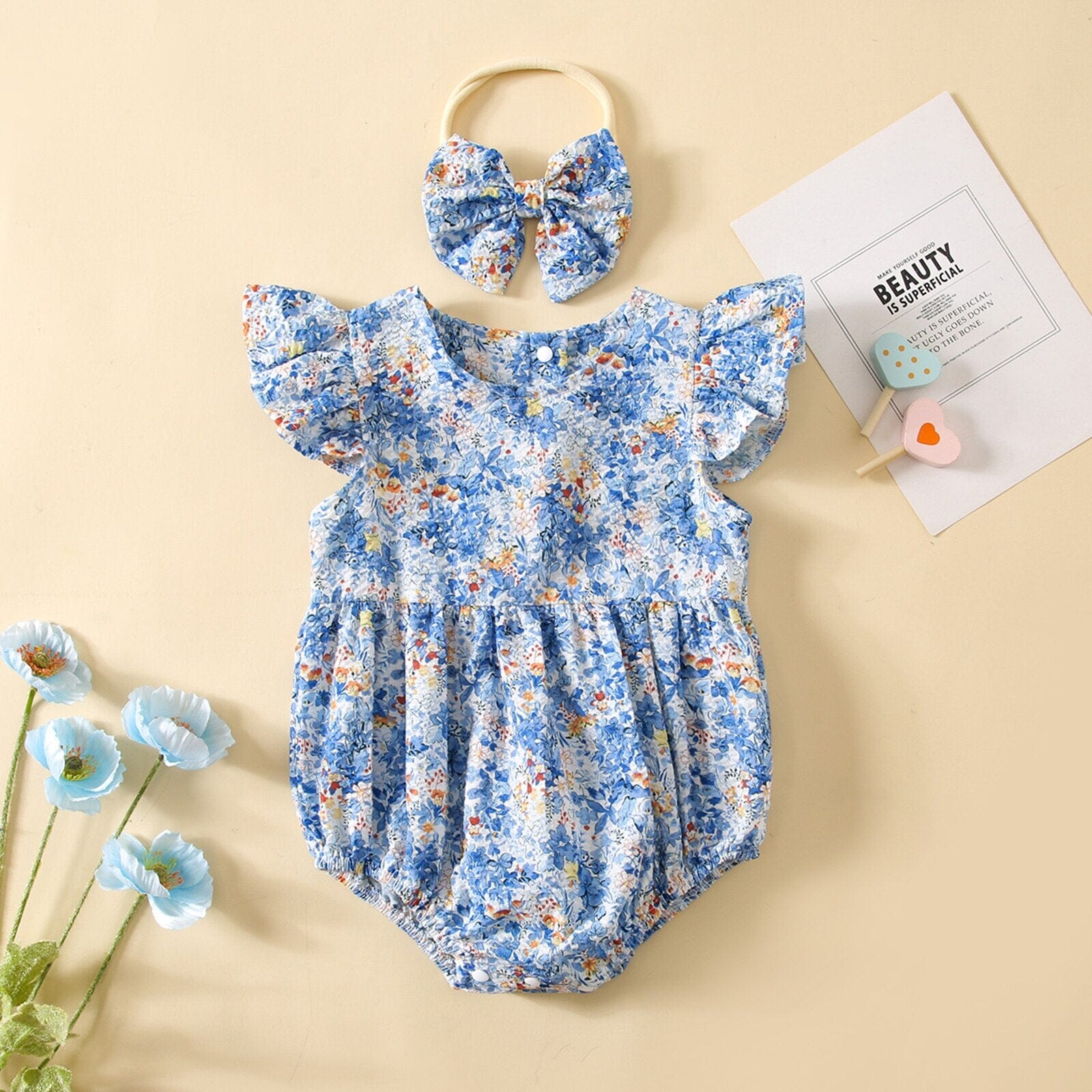 Body Infantil Feminino Floral + Faixa Loja Click Certo 