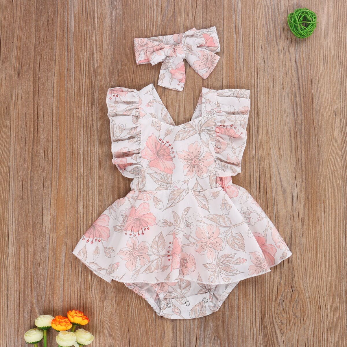 Body Infantil Feminino Floral + Faixa Loja Click Certo 