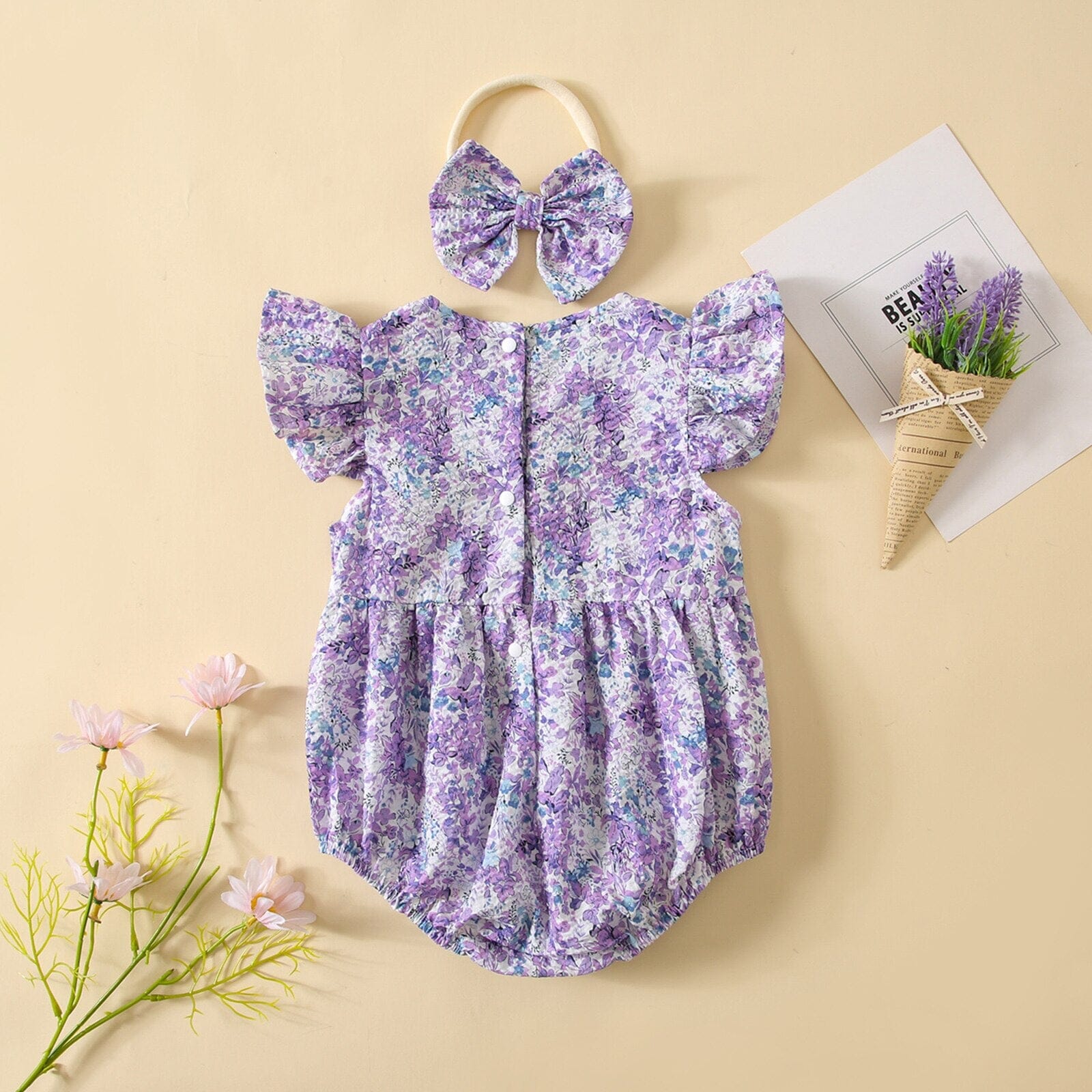 Body Infantil Feminino Floral + Faixa Loja Click Certo 