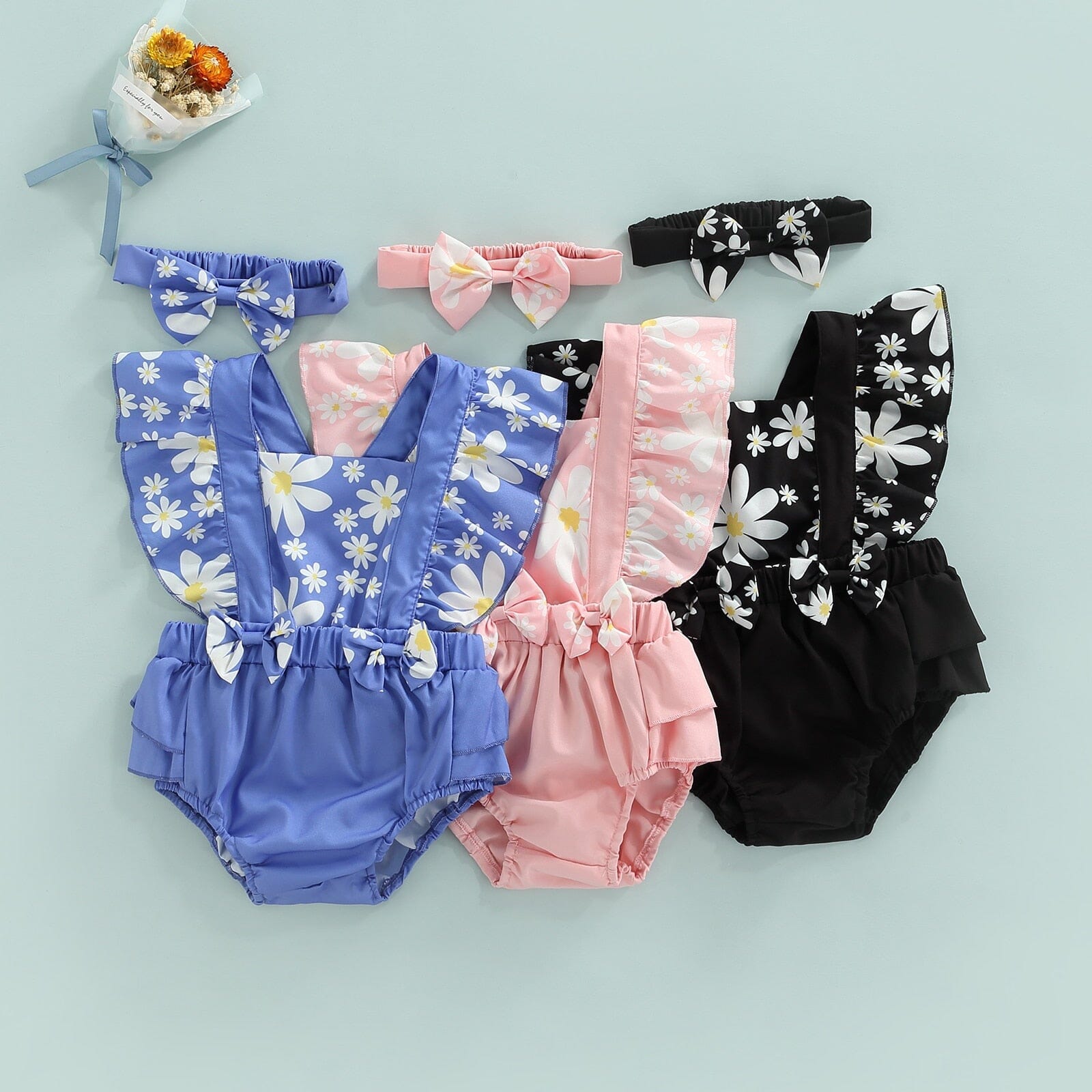 Body Infantil Feminino Floral + Faixa Loja Click Certo 