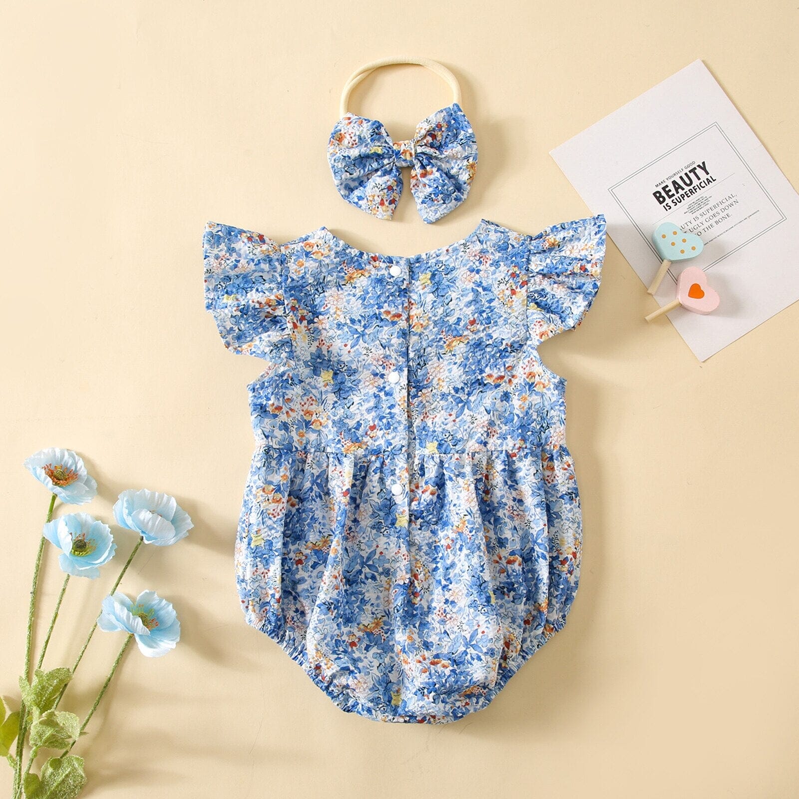 Body Infantil Feminino Floral + Faixa Loja Click Certo 