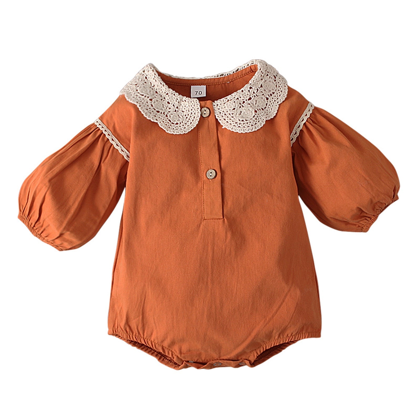 Body Infantil Feminino Gola Detalhes Loja Click Certo Caramelo 3-6 meses 