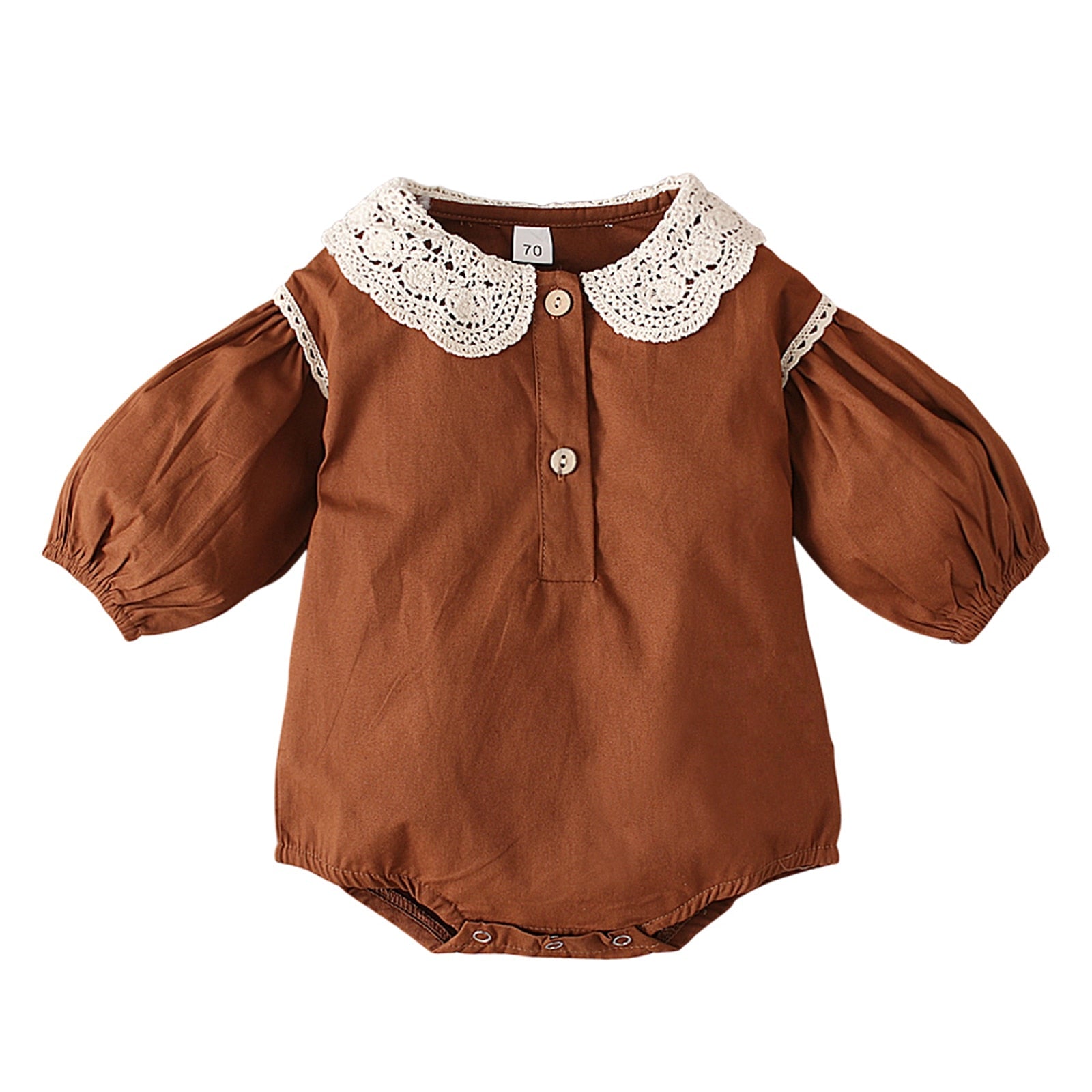 Body Infantil Feminino Gola Detalhes Loja Click Certo Marrom 3-6 meses 