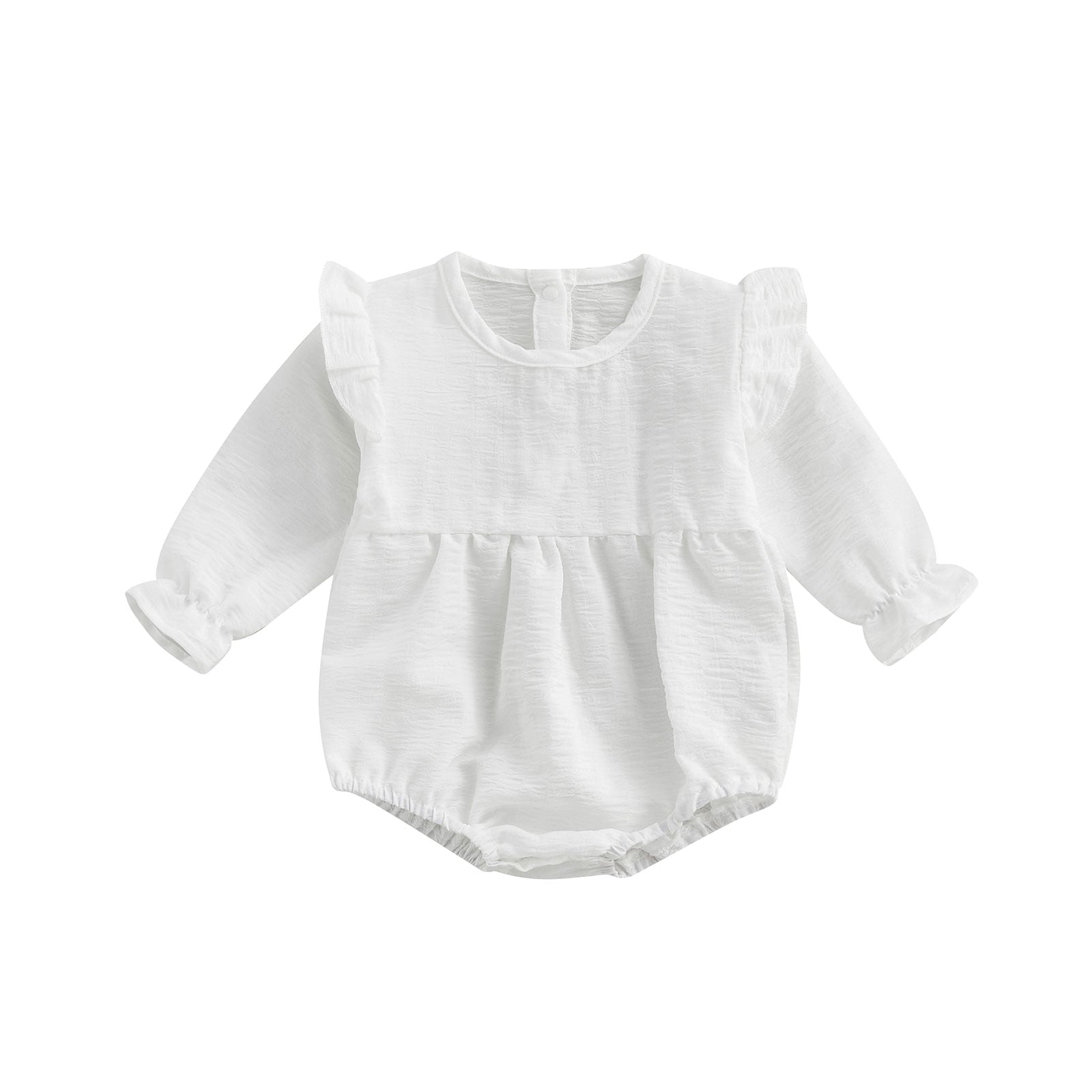 Body Infantil Feminino Manga Plissada Loja Click Certo Branco 0-3 meses 