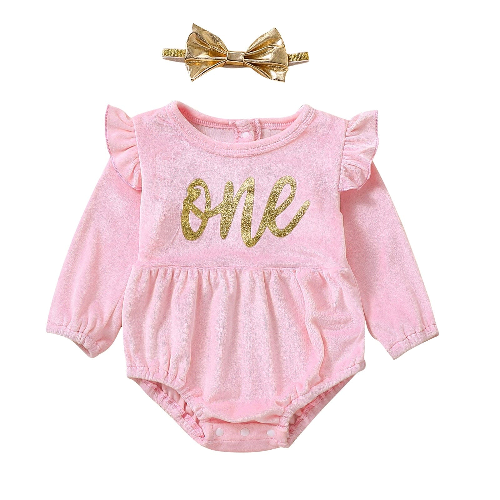 Body Infantil Feminino One + Faixa Loja Click Certo Rosa 0-3 Meses 