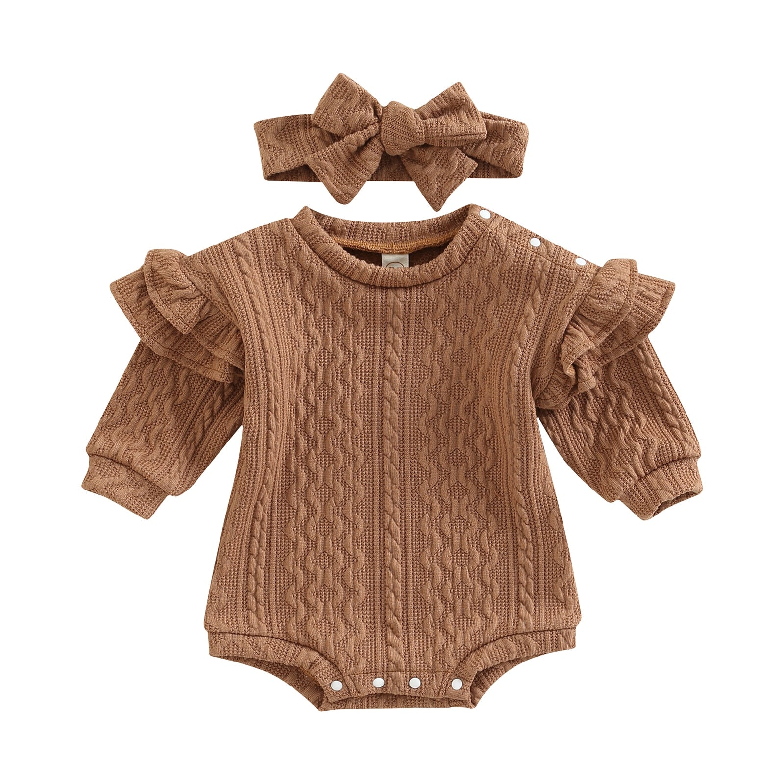 Body Infantil Feminino Outono + Faixa Loja Click Certo Marrom 0-6 meses 