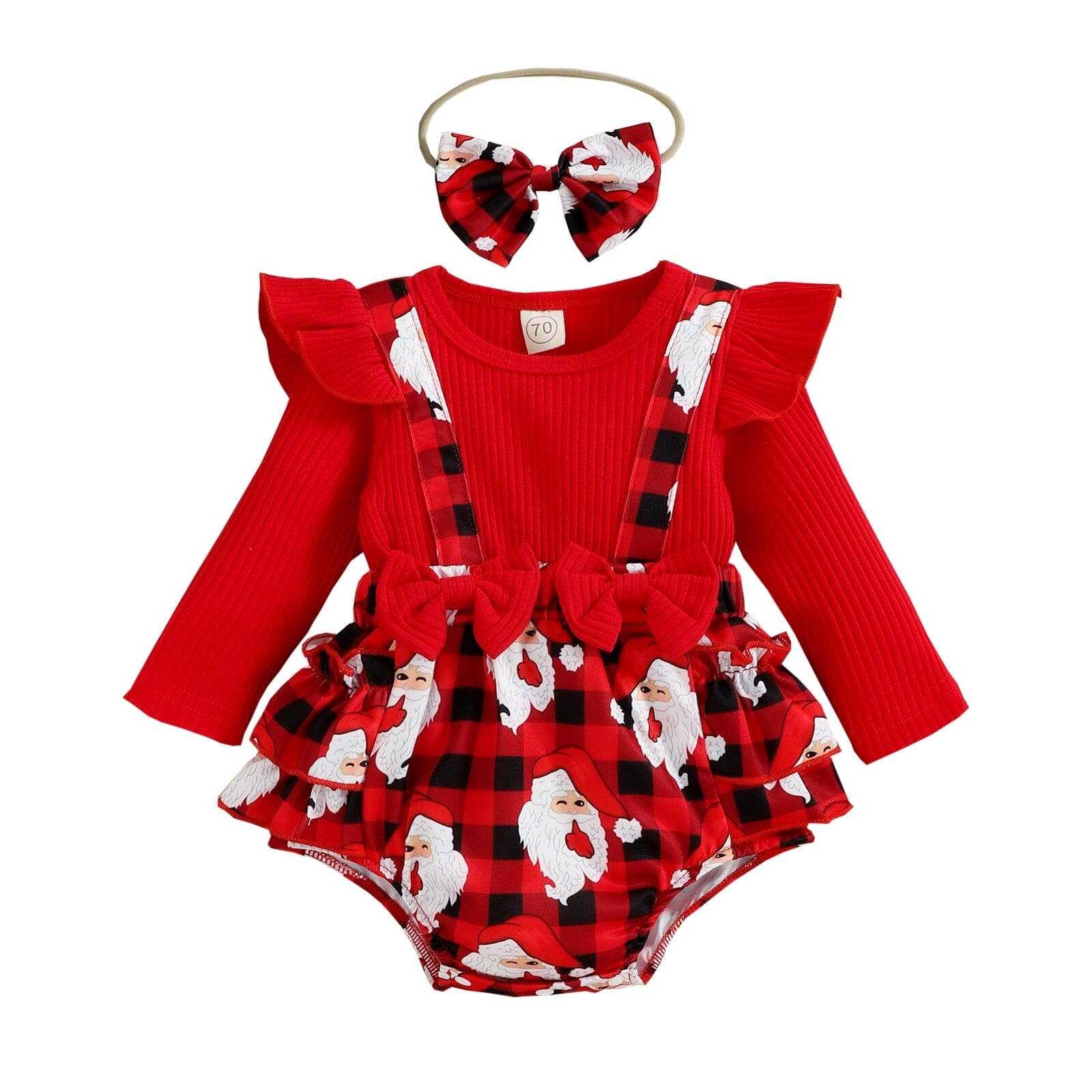 Body Infantil Feminino Papai Noel + Faixa 0 Loja Click Certo Vermelho 3-6 meses 