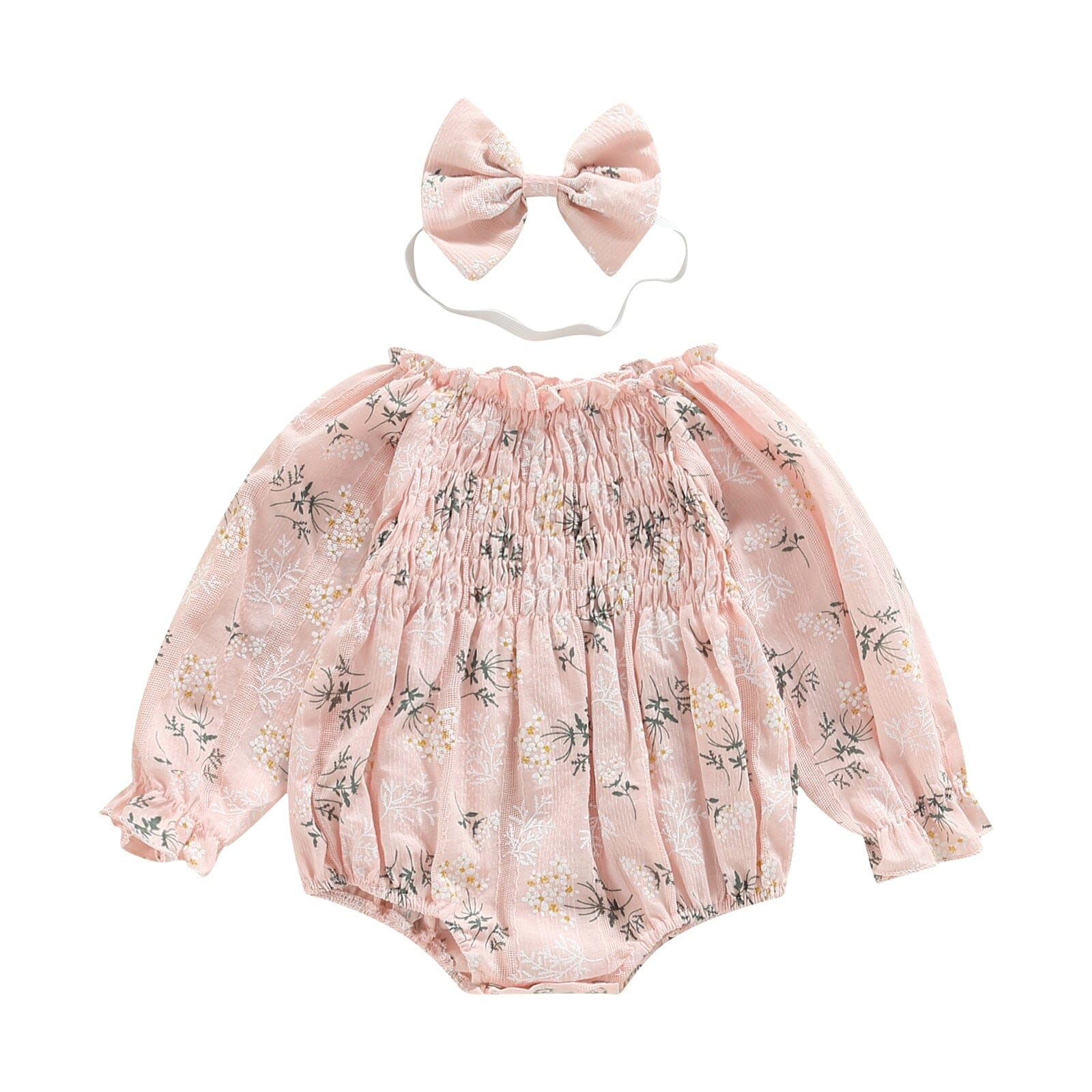 Body Infantil Feminino Primavera + Faixa Loja Click Certo Rosa 3-6 Meses 