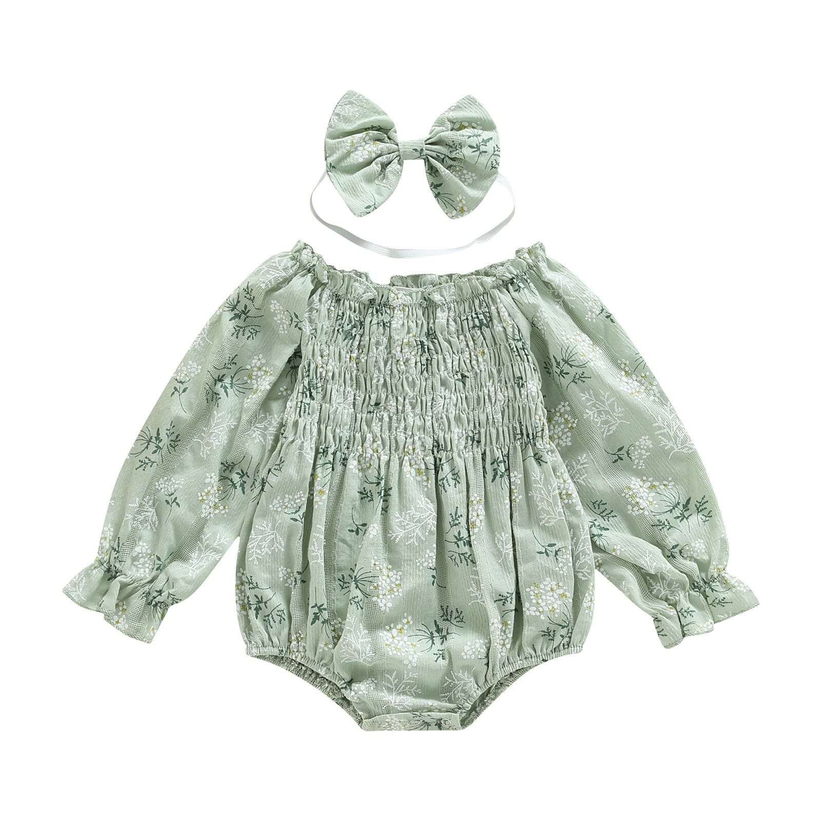 Body Infantil Feminino Primavera + Faixa Loja Click Certo Verde 3-6 Meses 