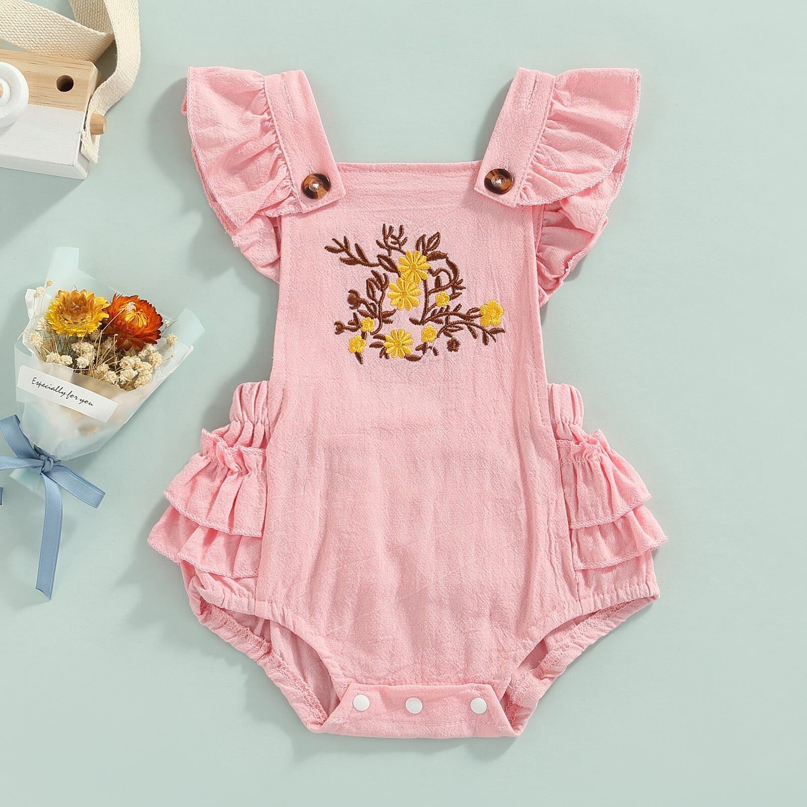 Body Infantil Feminino Rosa Bordado Loja Click Certo 0-3 Meses 