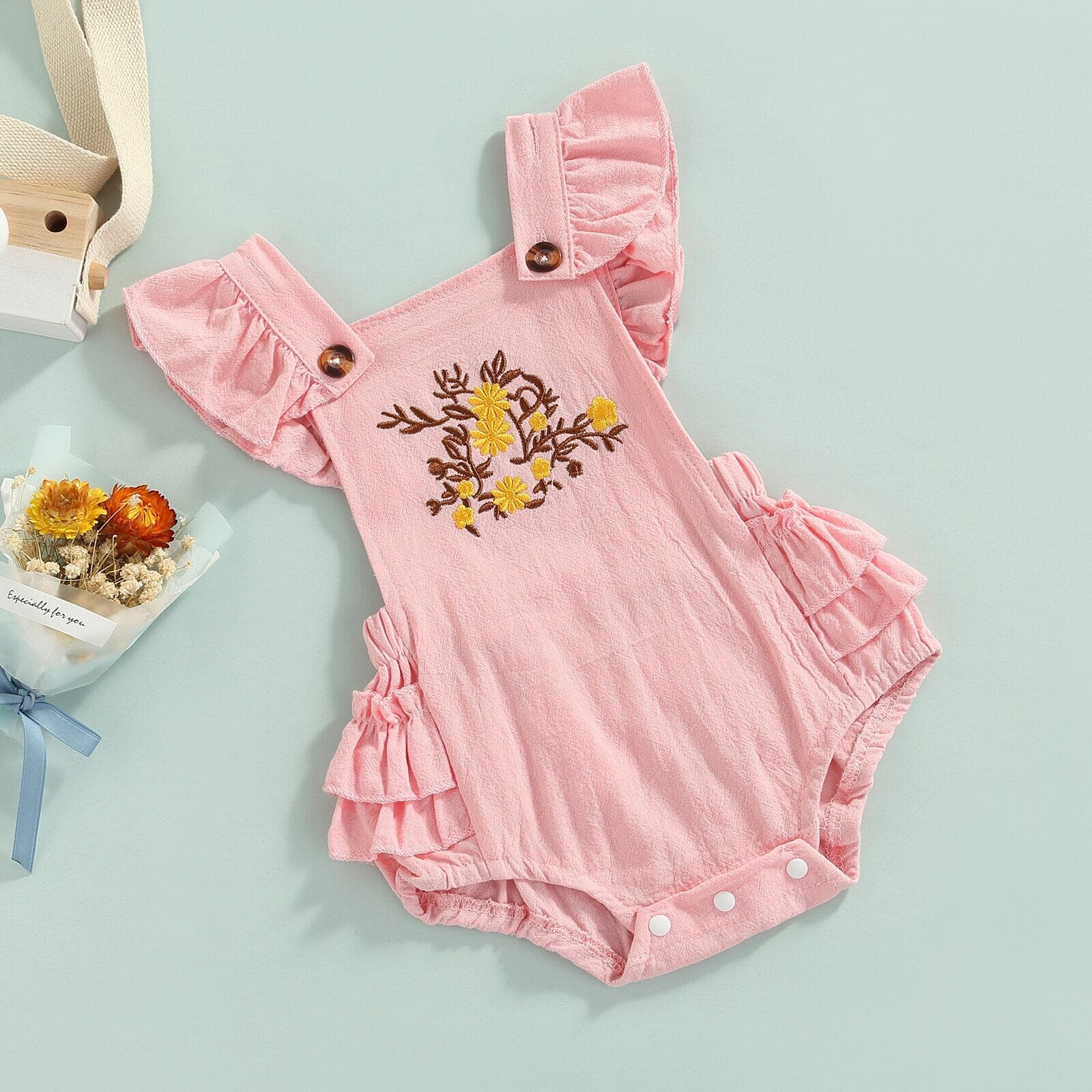 Body Infantil Feminino Rosa Bordado Loja Click Certo 