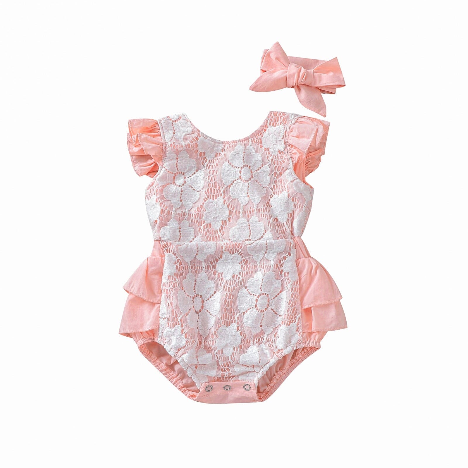 Body Infantil Feminino Rosa e Branco + Faixa Loja Click Certo 0-6 Meses 