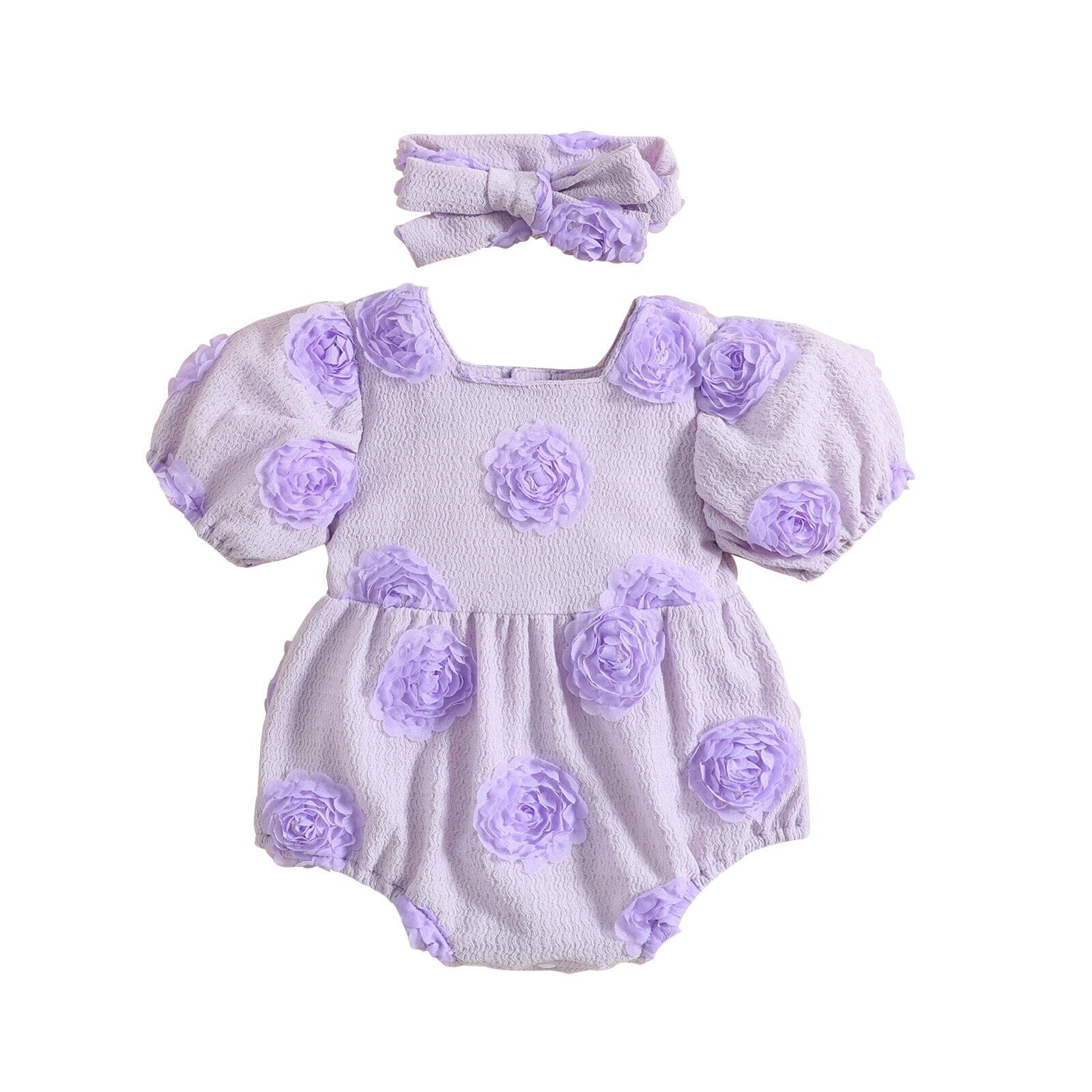 Body Infantil Feminino Rosas + Faixa Loja Click Certo Lilás 3-6 Meses 