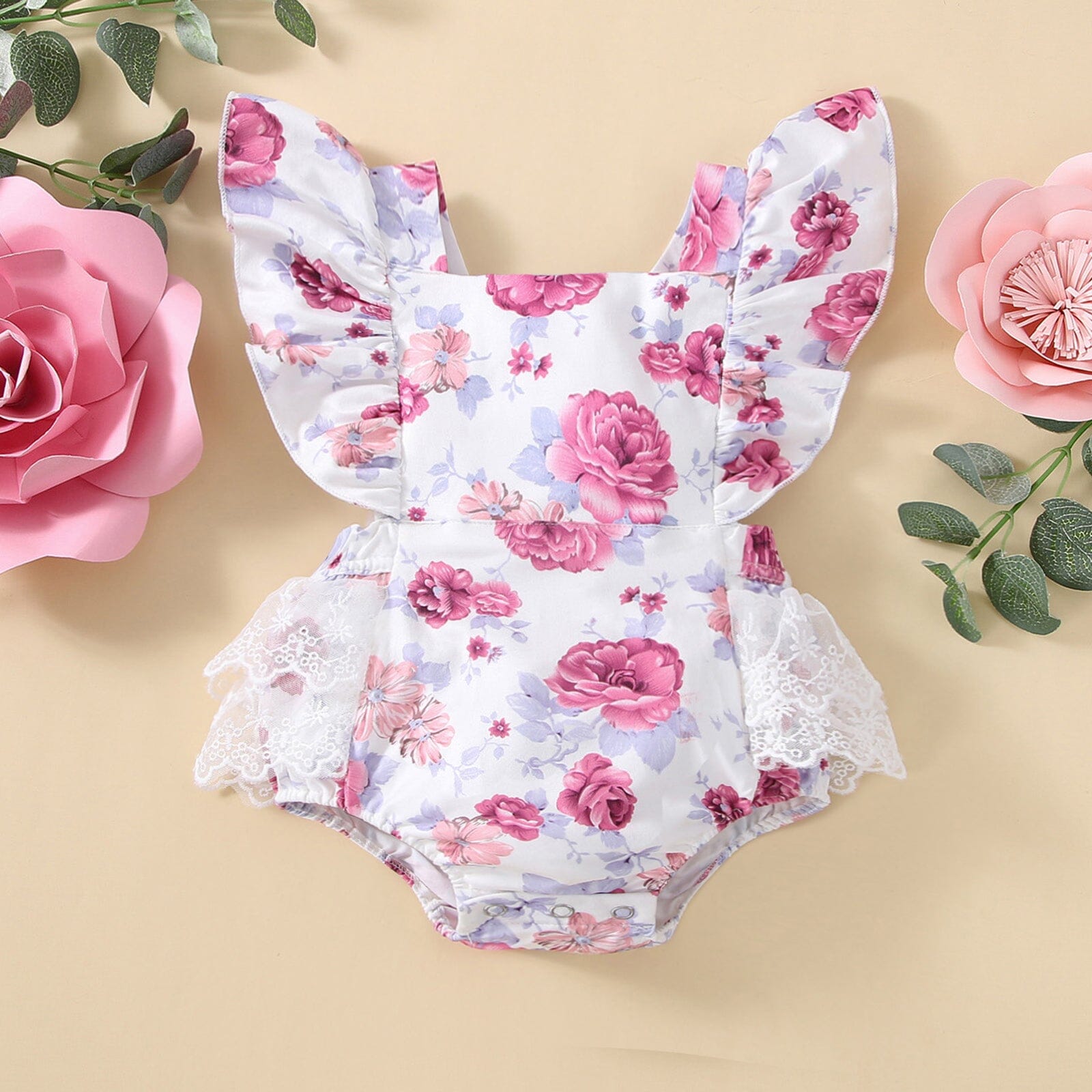 Body Infantil Feminino Rosas Loja Click Certo 0-3 Meses 