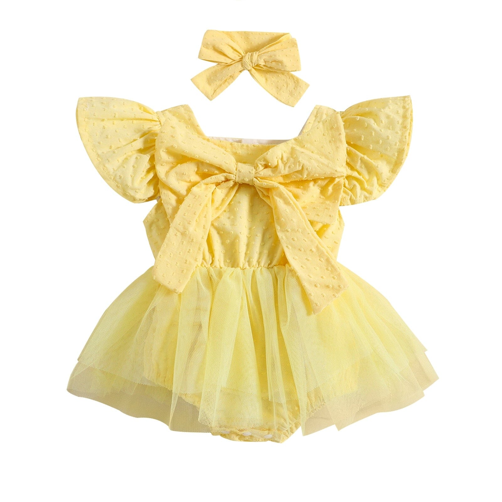 Body Infantil Feminino Sainha Tule + Faixa Loja Click Certo Amarelo 0-6 Meses 