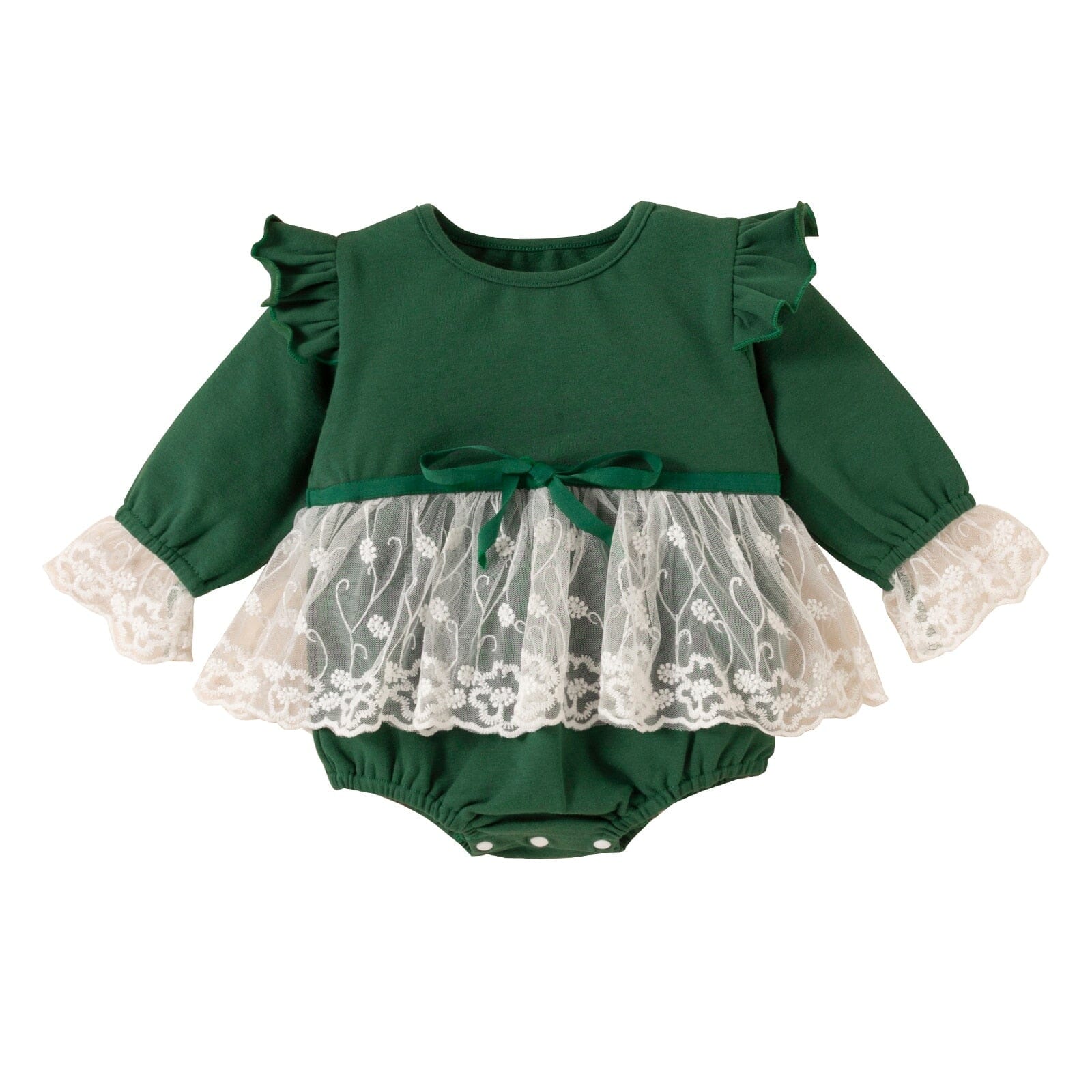 Body Infantil Feminino Verde e Rendinha Loja Click Certo 0-6 Meses 