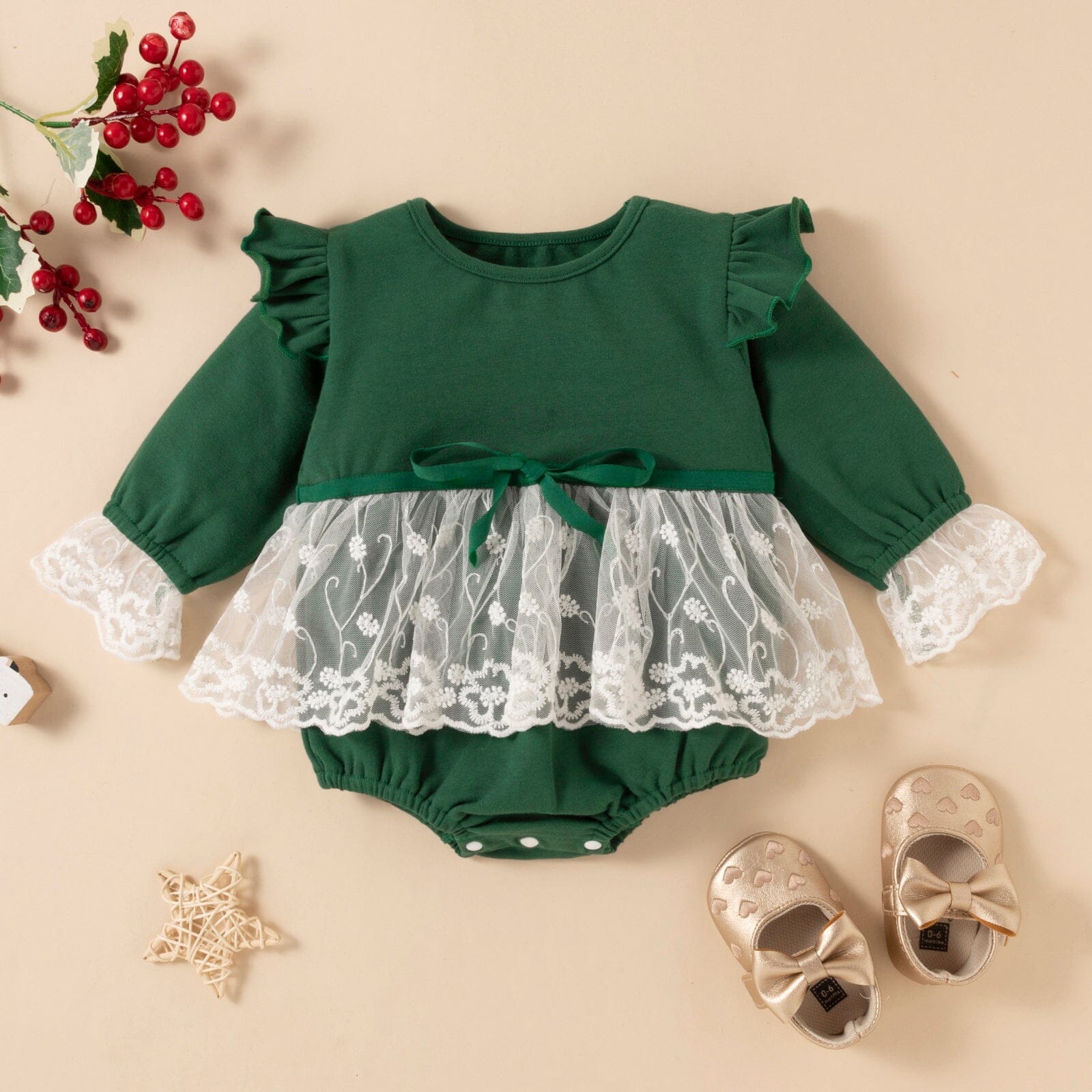 Body Infantil Feminino Verde e Rendinha Loja Click Certo 