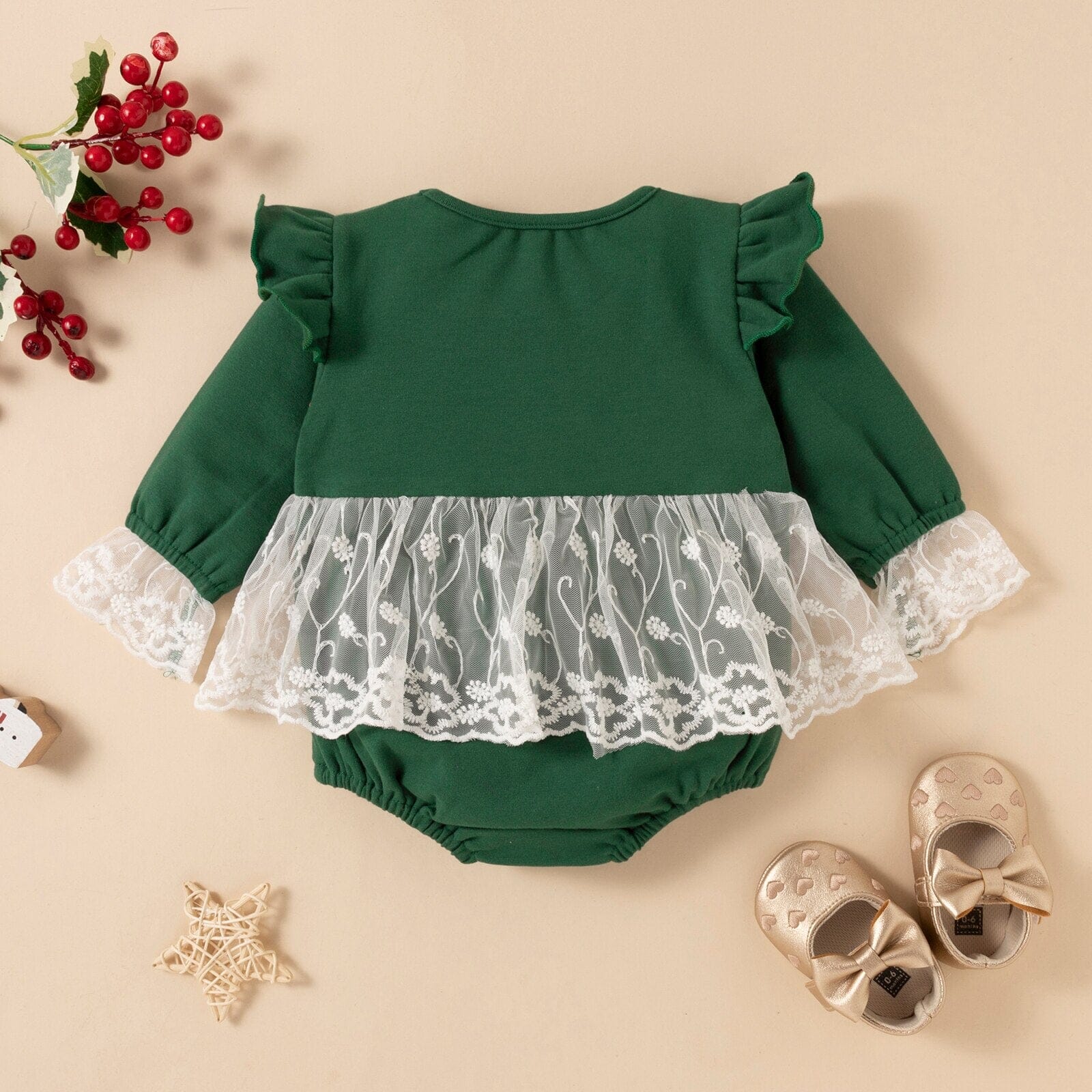 Body Infantil Feminino Verde e Rendinha Loja Click Certo 