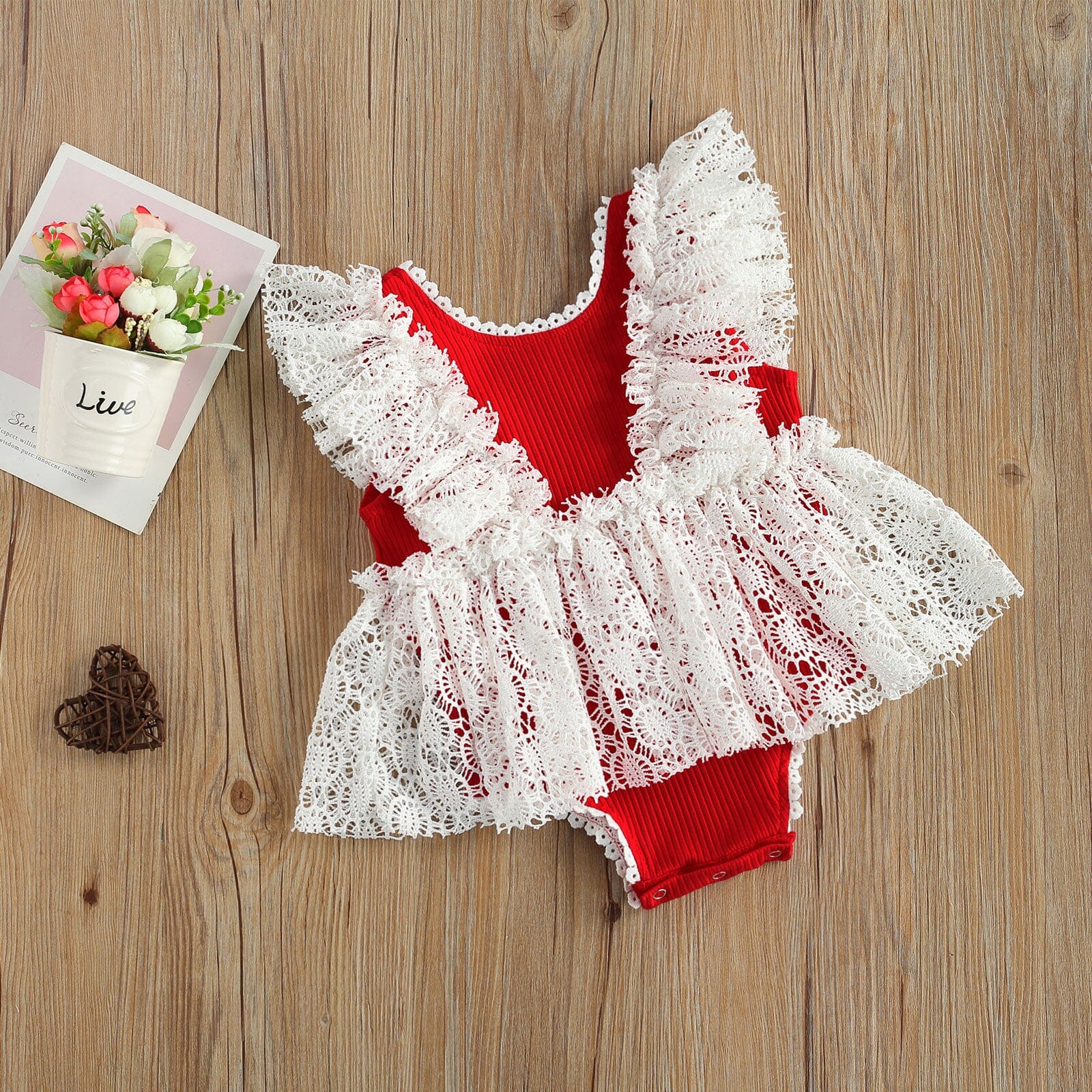 Body Infantil Feminino Vermelho e Branco 0 Loja Click Certo 0-6 Meses 