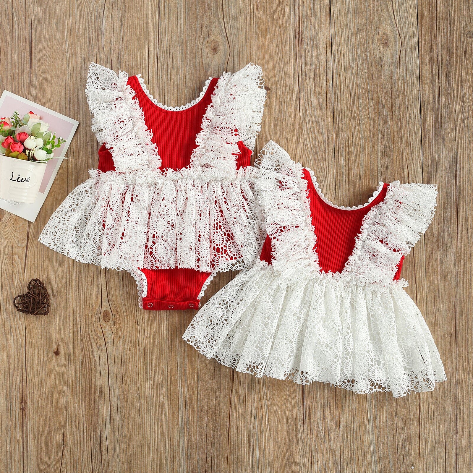 Body Infantil Feminino Vermelho e Branco 0 Loja Click Certo 