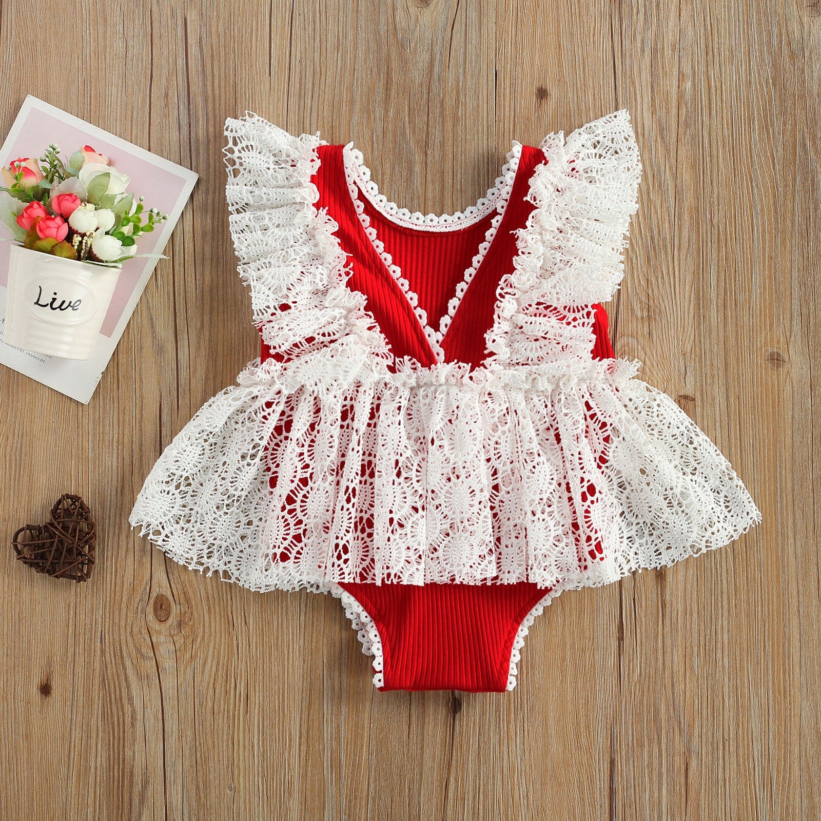 Body Infantil Feminino Vermelho e Branco 0 Loja Click Certo 