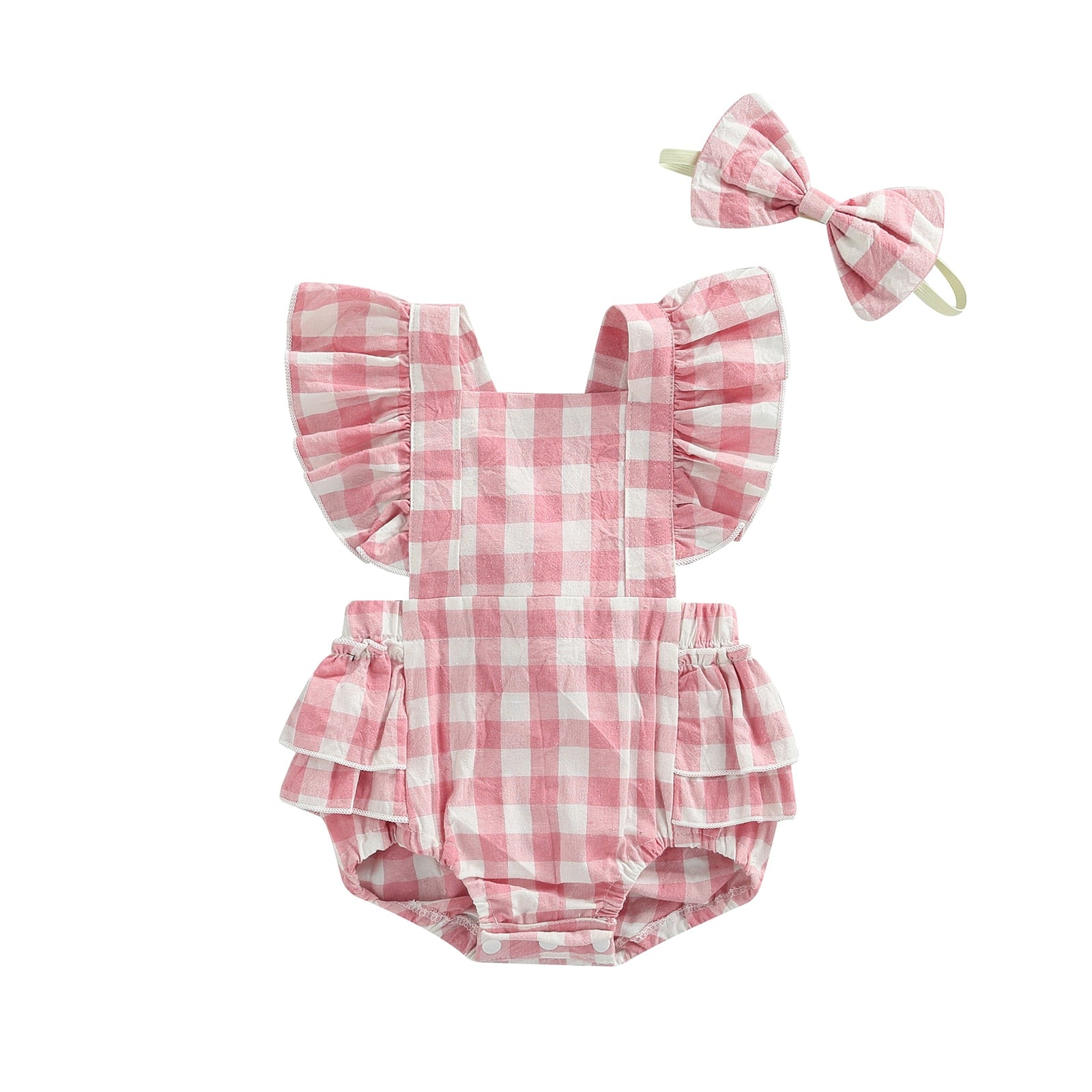 Body Infantil Feminino Xadrez +Tiara body Loja Click Certo 