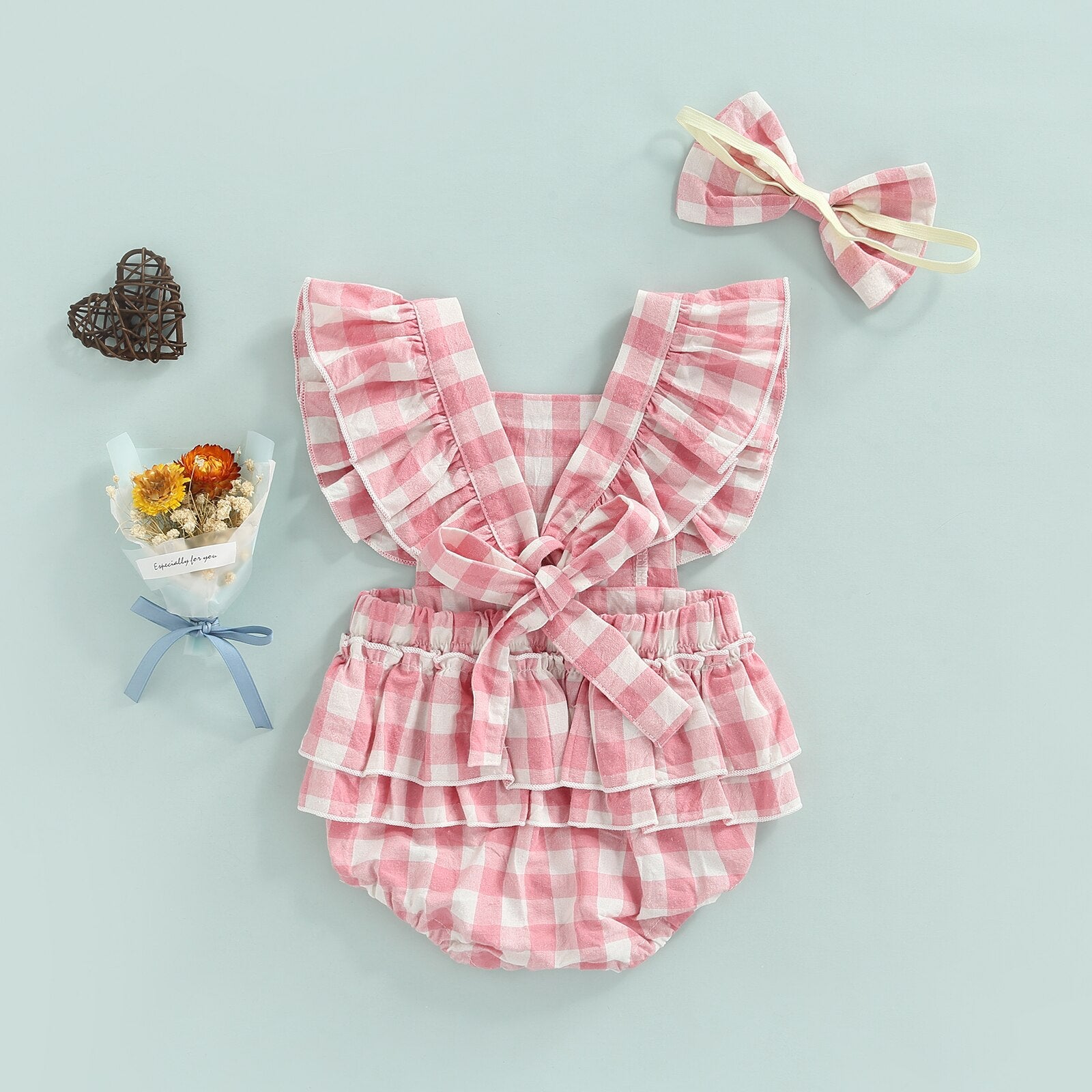 Body Infantil Feminino Xadrez +Tiara body Loja Click Certo 