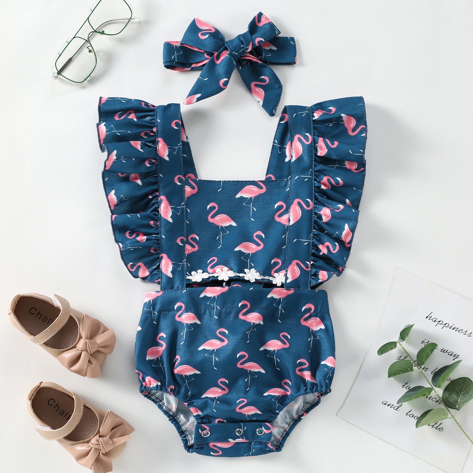 Body Infantil Flamingo + Lacinho body Loja Click Certo 0-6 meses 38cm 